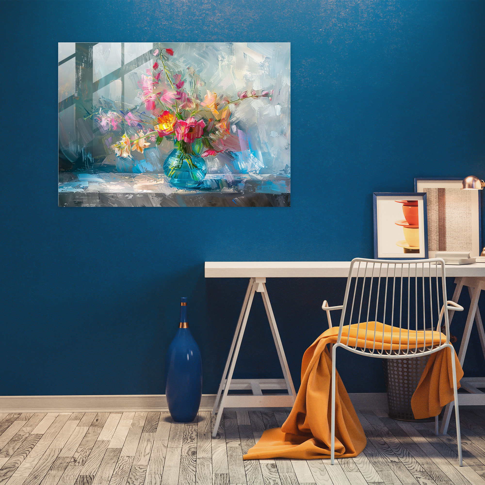Impressionism Glass Print: Floral Still Life - Impressionism, Modern Art, Glass Art, Impressionism
