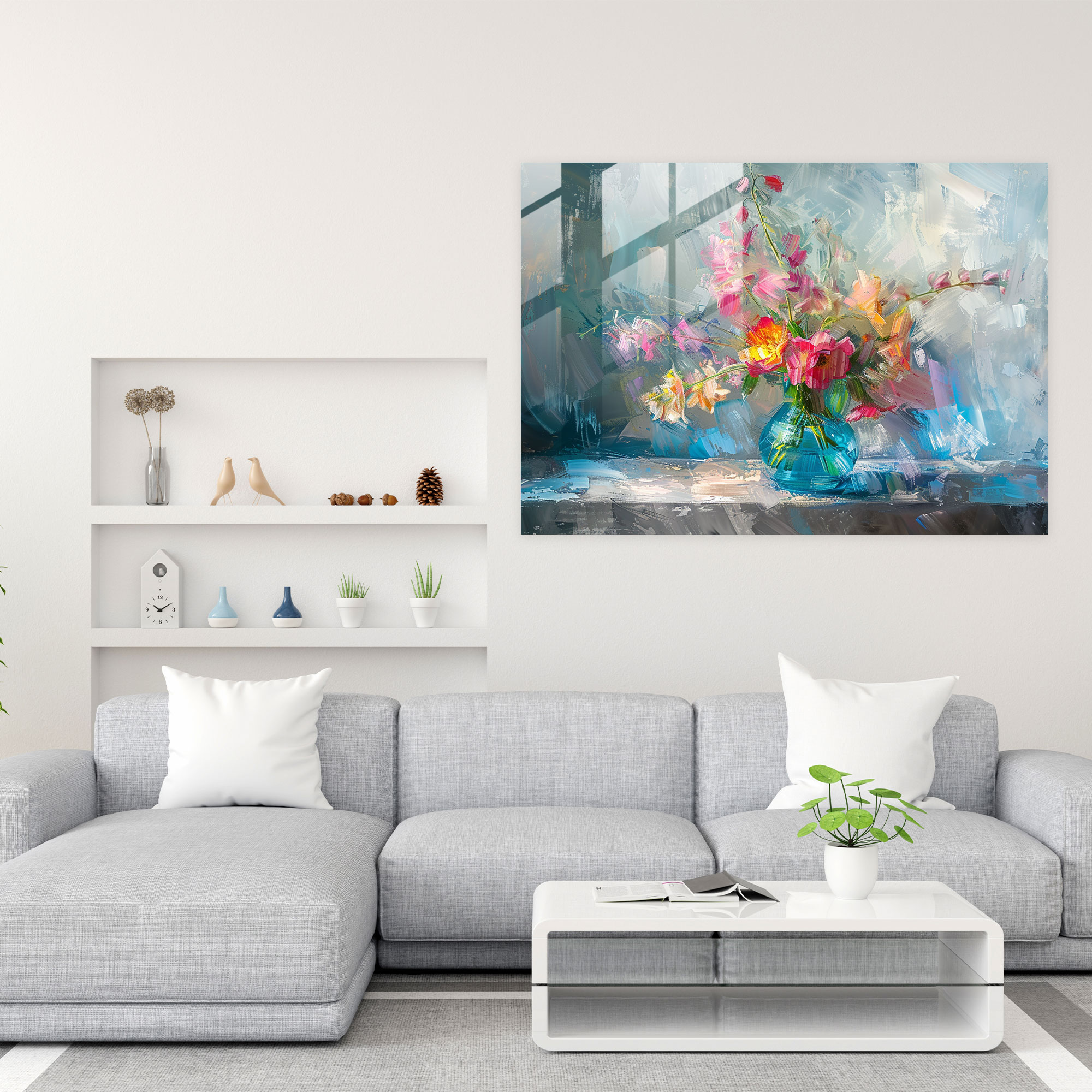 Impressionism Glass Print: Floral Still Life - Impressionism, Modern Art, Glass Art, Impressionism