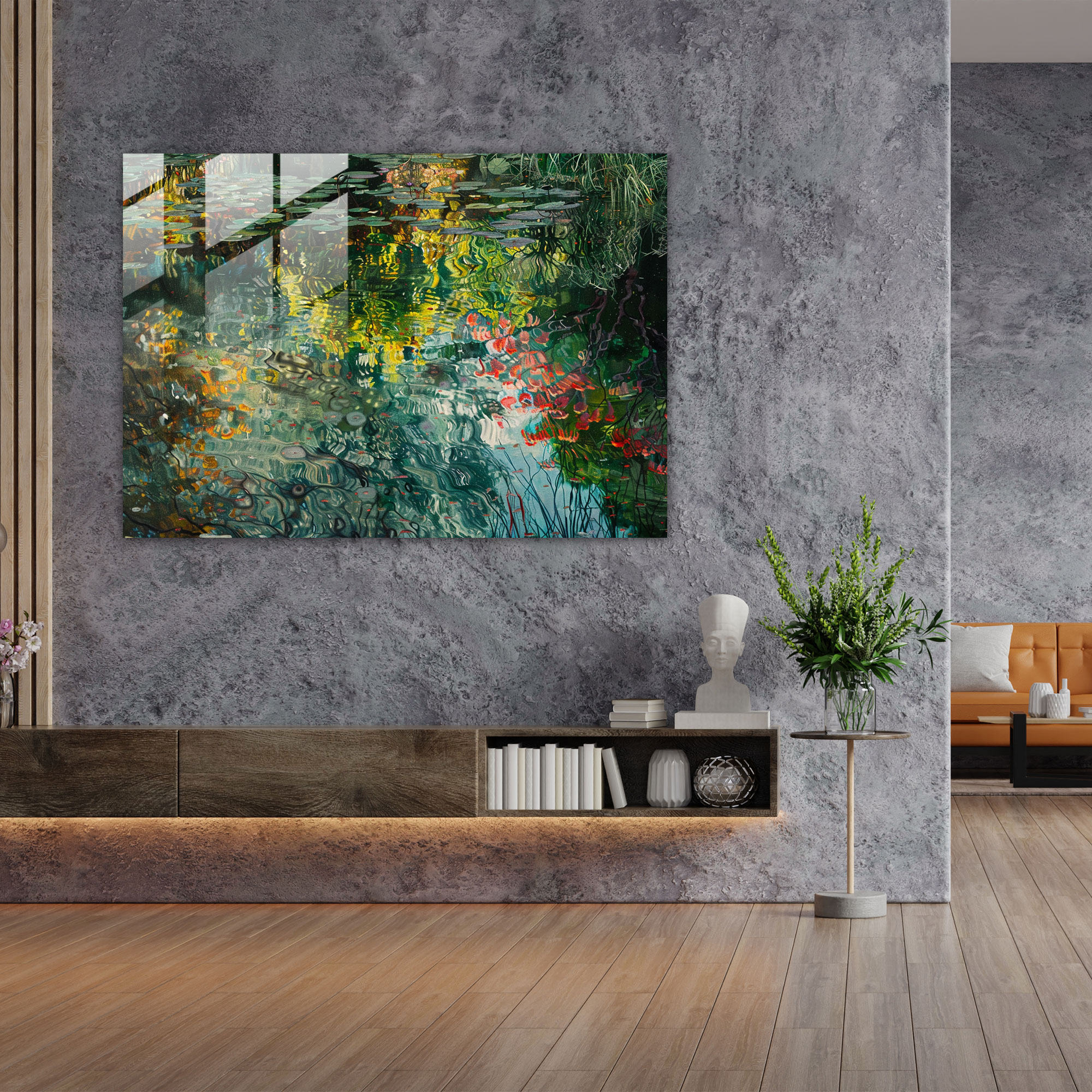 Impressionism Garden Scene Glass Decoration - Impressionism, Impressionism, Glass Print, Glass Wall Art
