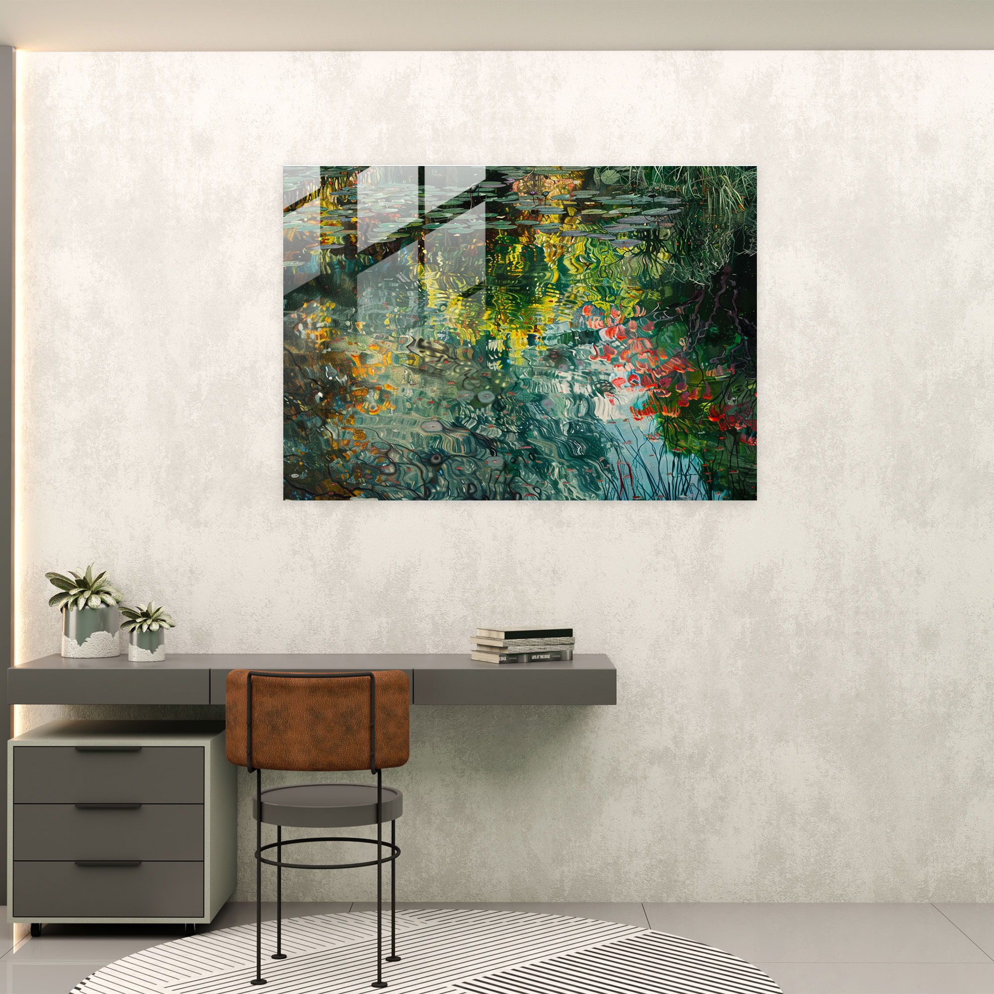 Impressionism Garden Scene Glass Decoration - Impressionism, Impressionism, Glass Print, Glass Wall Art