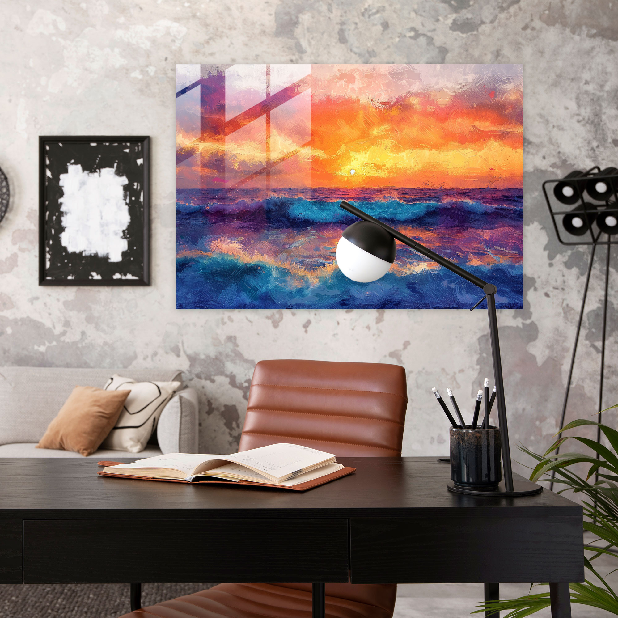 Seaside Sunset Impressionism Wall Decoration - Impressionism, Wall Decoration, Glass Wall Art, Glass Art