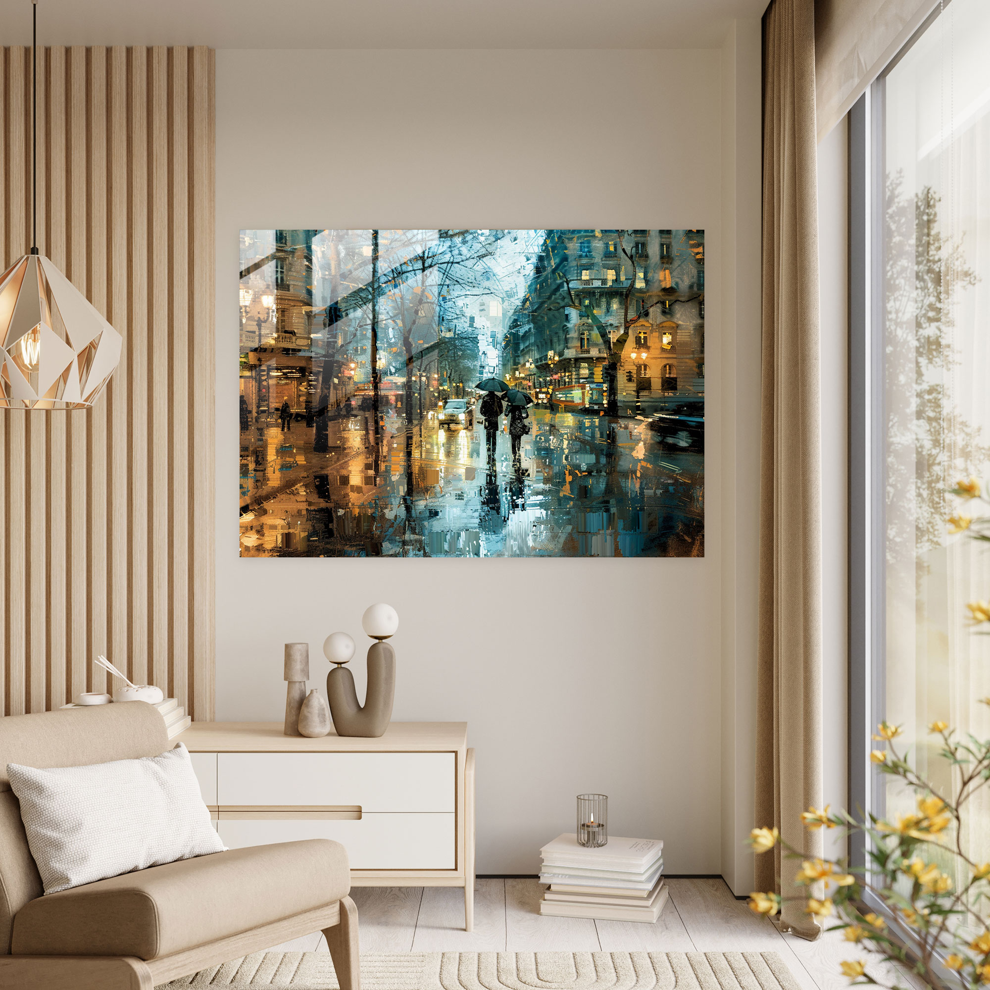 Impressionism Cityscape Modern Art Glass Print - Impressionism, Architecture, Glass Print, Modern Art