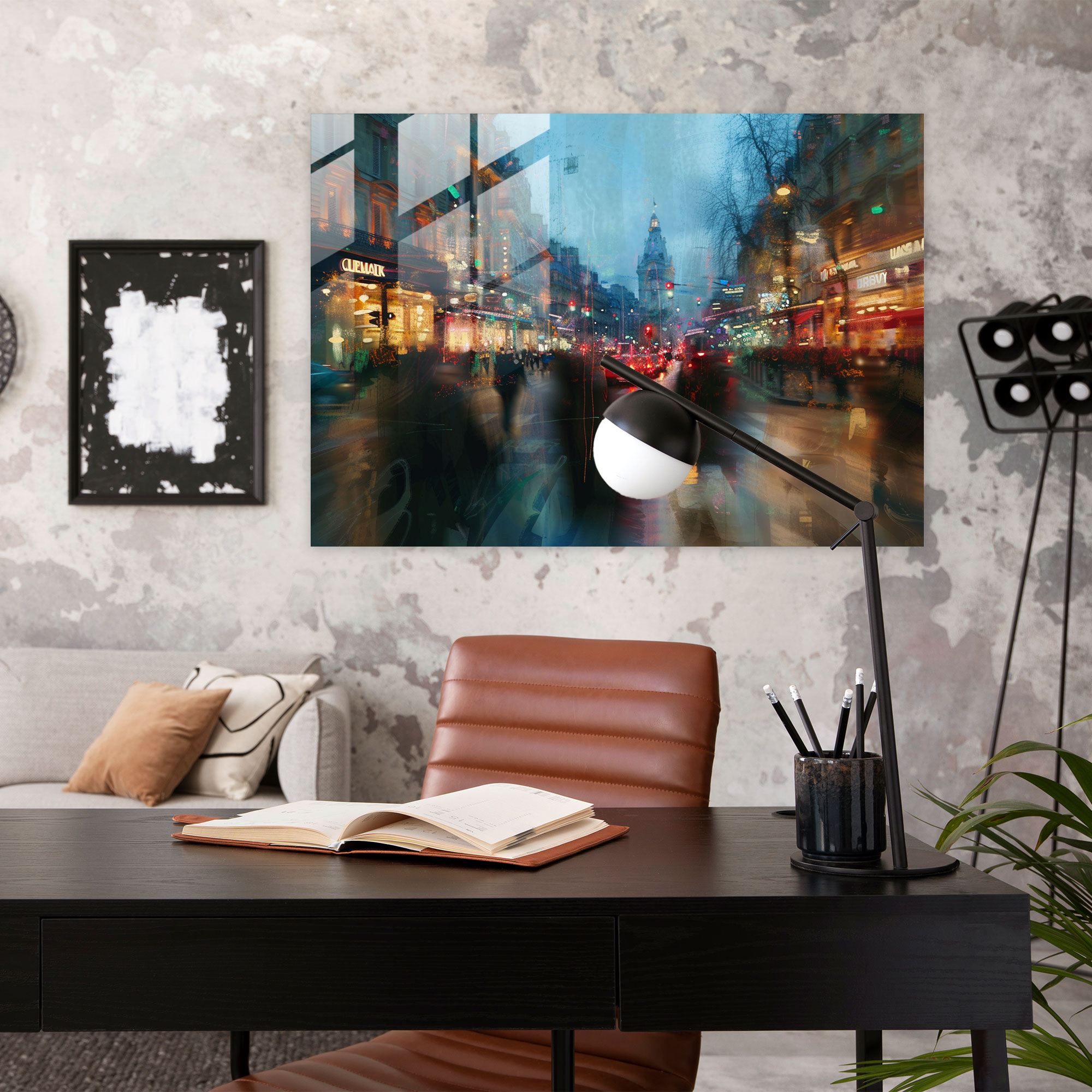 Impressionism Home Decoration - Twilight City Street - Impressionism, Twilight, Home Decoration, Urban
