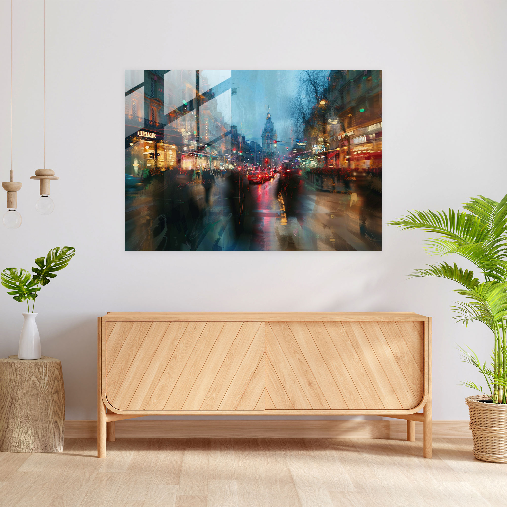 Impressionism Home Decoration - Twilight City Street - Impressionism, Twilight, Home Decoration, Urban