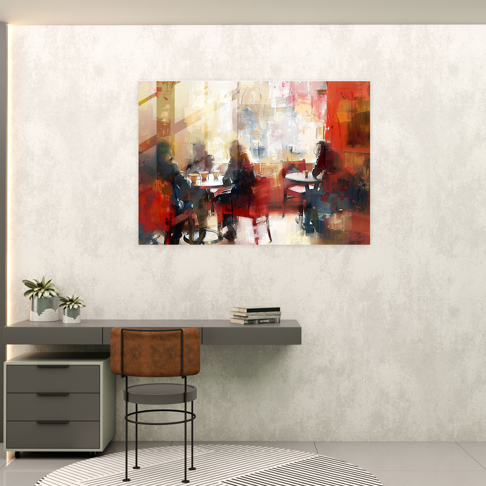 Impressionism Glass Art - Cozy Cafe Coffee - Impressionism, Impressionism, Glass Art, Cafe