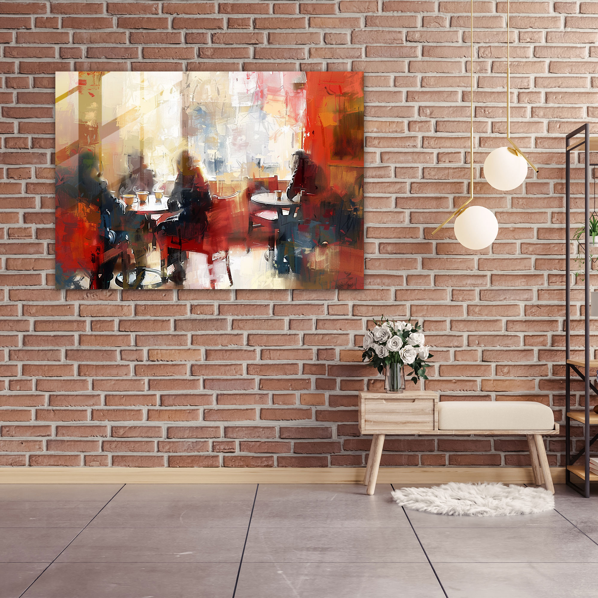 Impressionism Glass Art - Cozy Cafe Coffee - Impressionism, Impressionism, Glass Art, Cafe