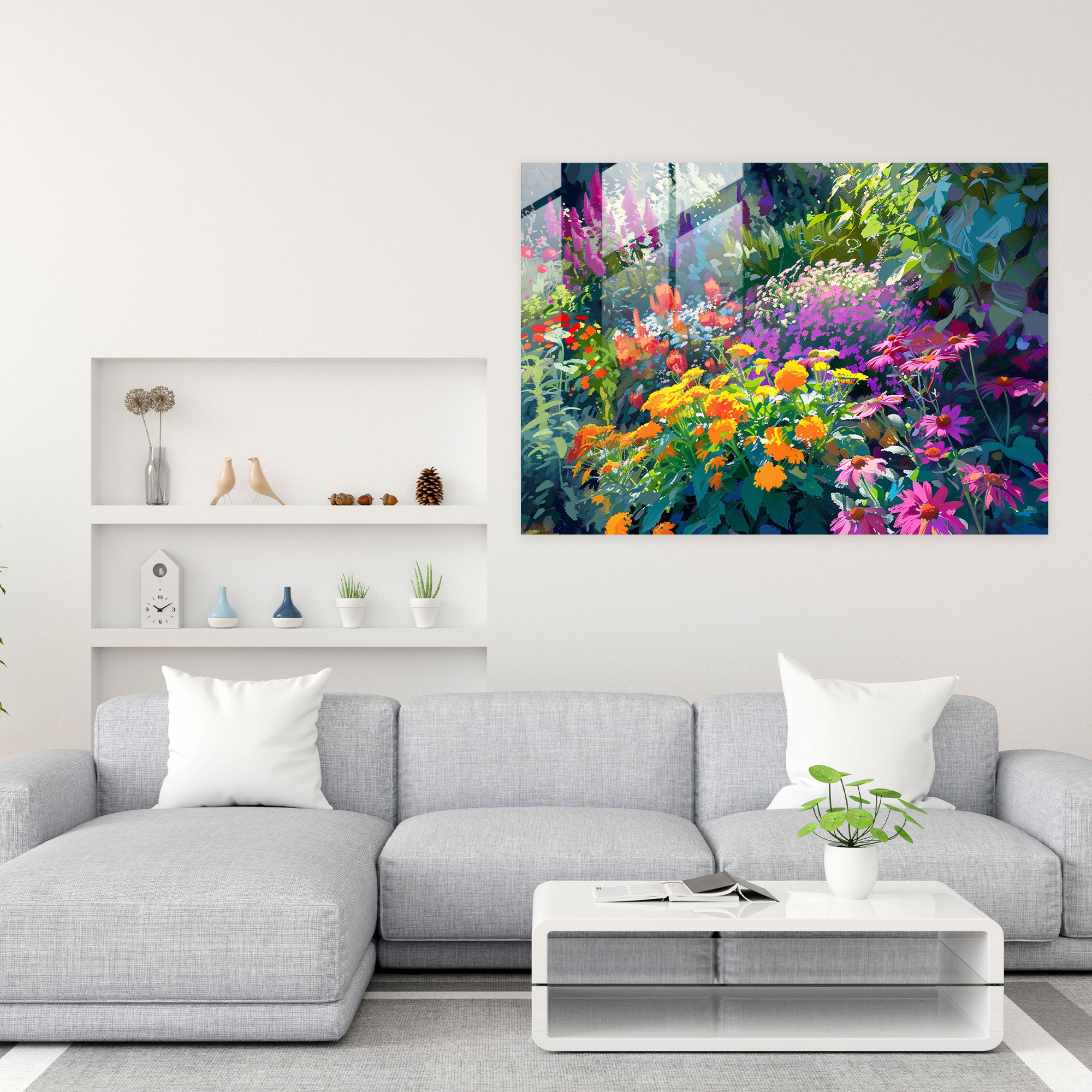 Impressionism Glass Wall Art - Vibrant Garden Flowers - Impressionism, Wall Decoration, Impressionism, Garden