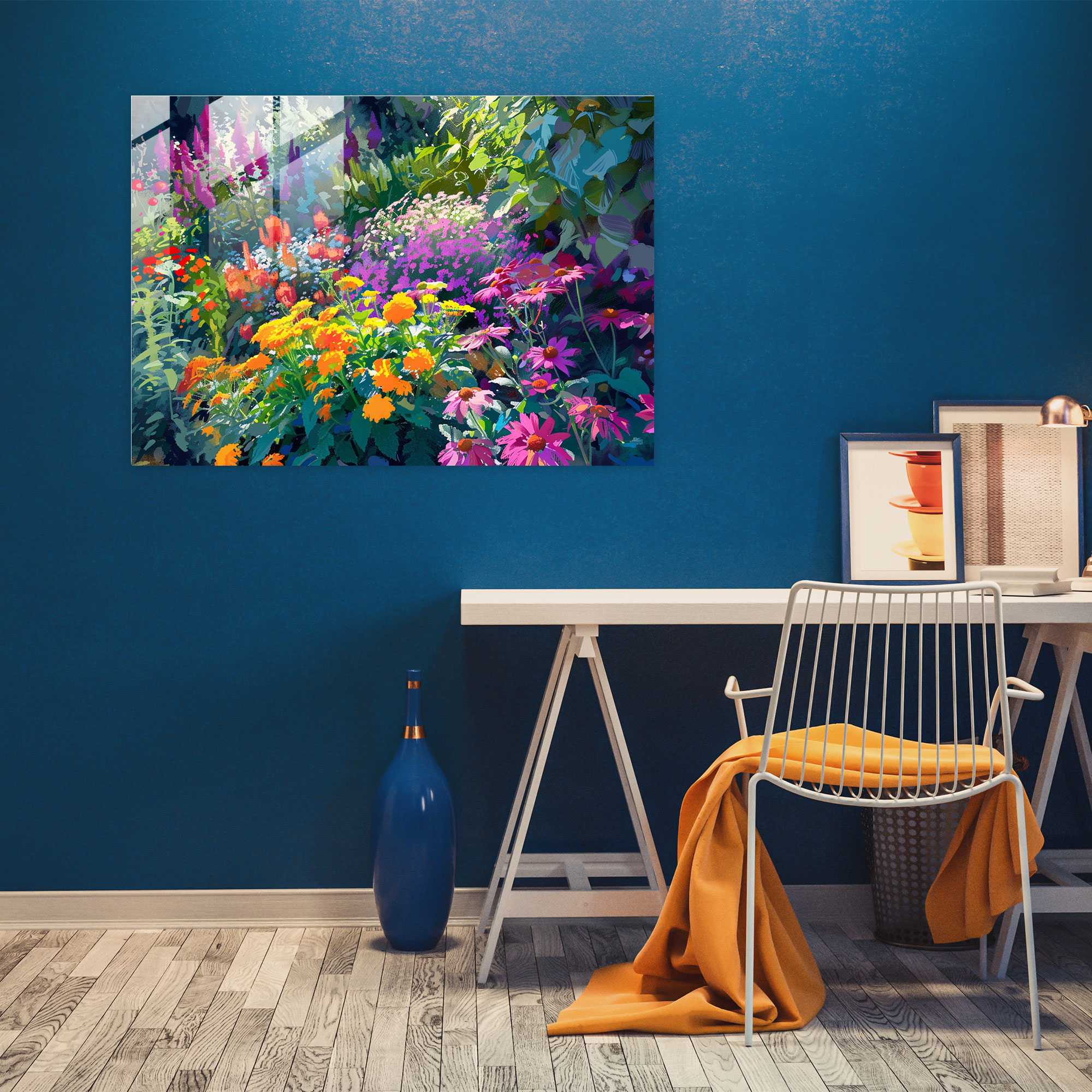 Impressionism Glass Wall Art - Vibrant Garden Flowers - Impressionism, Wall Decoration, Impressionism, Garden