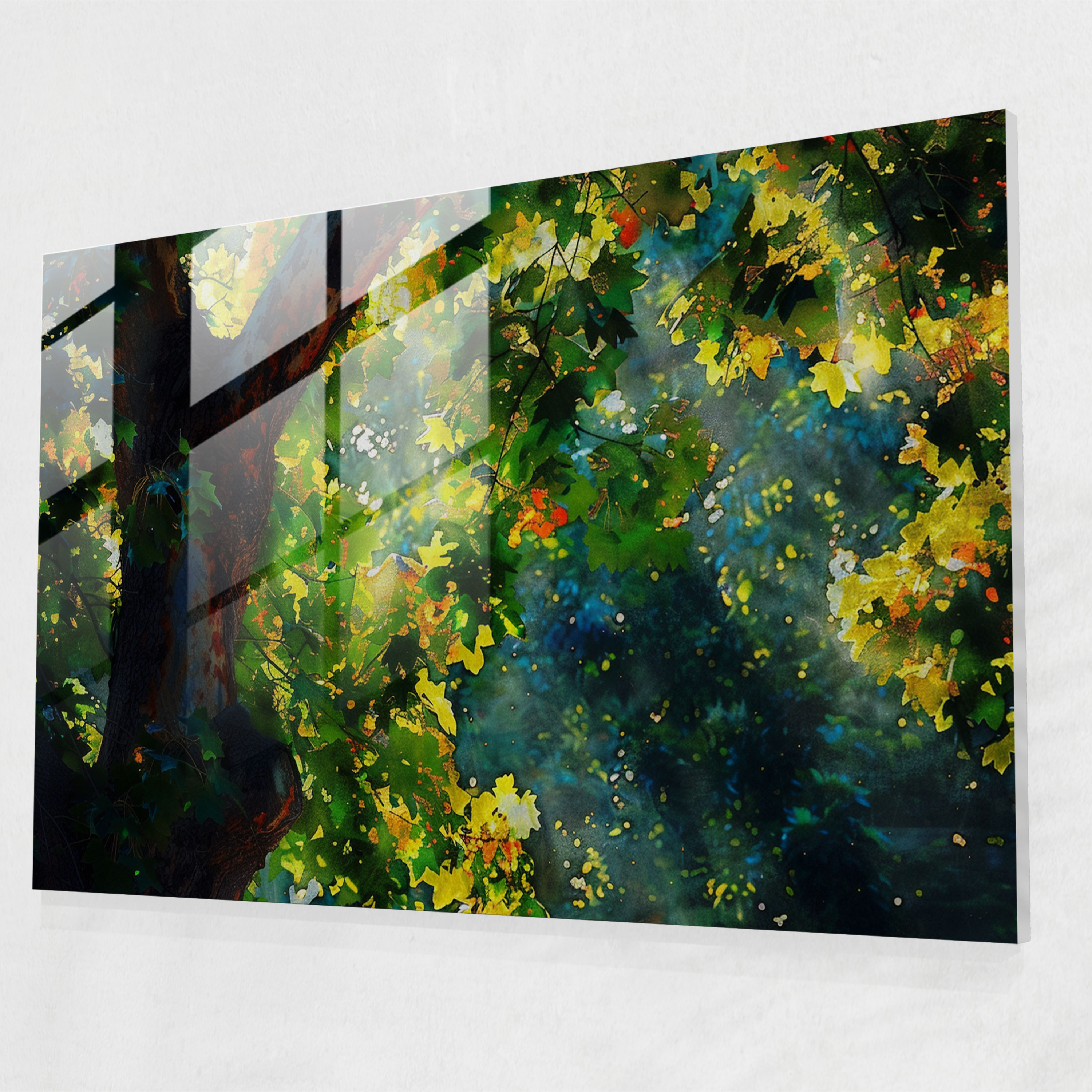 Impressionism Glass Wall Art - Dappled Sunlight Through Trees - Impressionism, Glass Wall Art, Sunlight, Wall Decoration