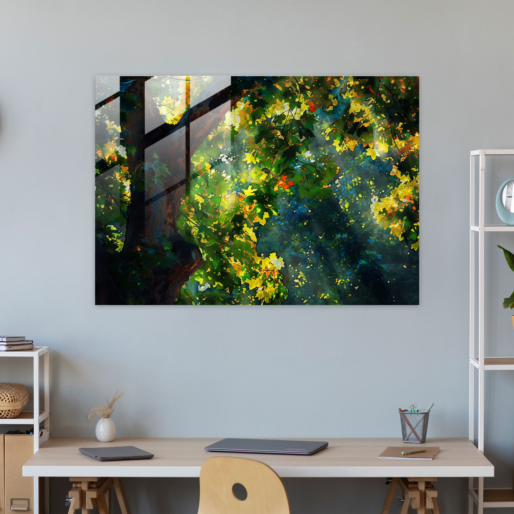 Impressionism Glass Wall Art - Dappled Sunlight Through Trees - Impressionism, Glass Wall Art, Sunlight, Wall Decoration
