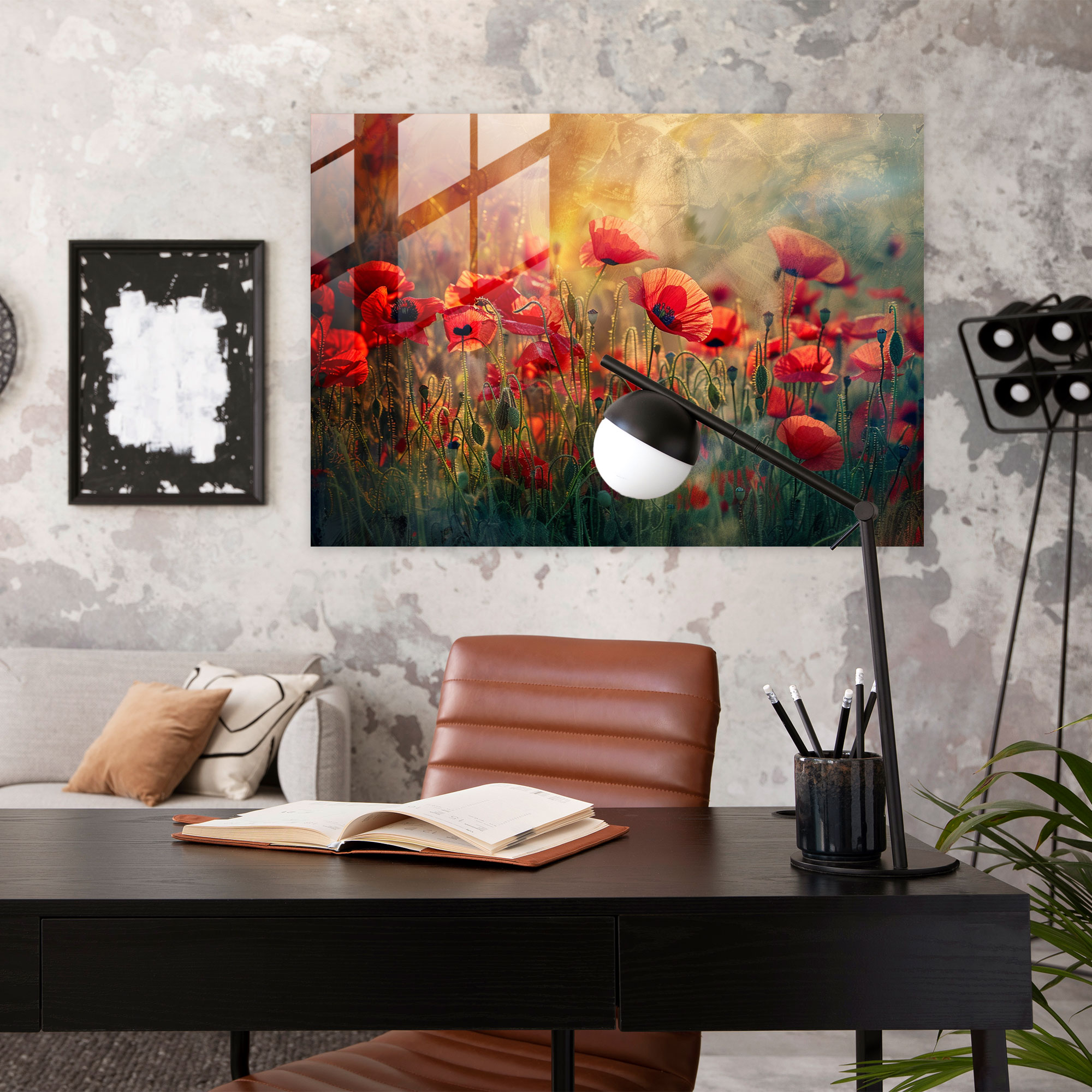 Impressionism Glass Wall Art - Field Of Blooming Poppies - Impressionism, Blooming Flowers, Wall Decoration, Impressionism