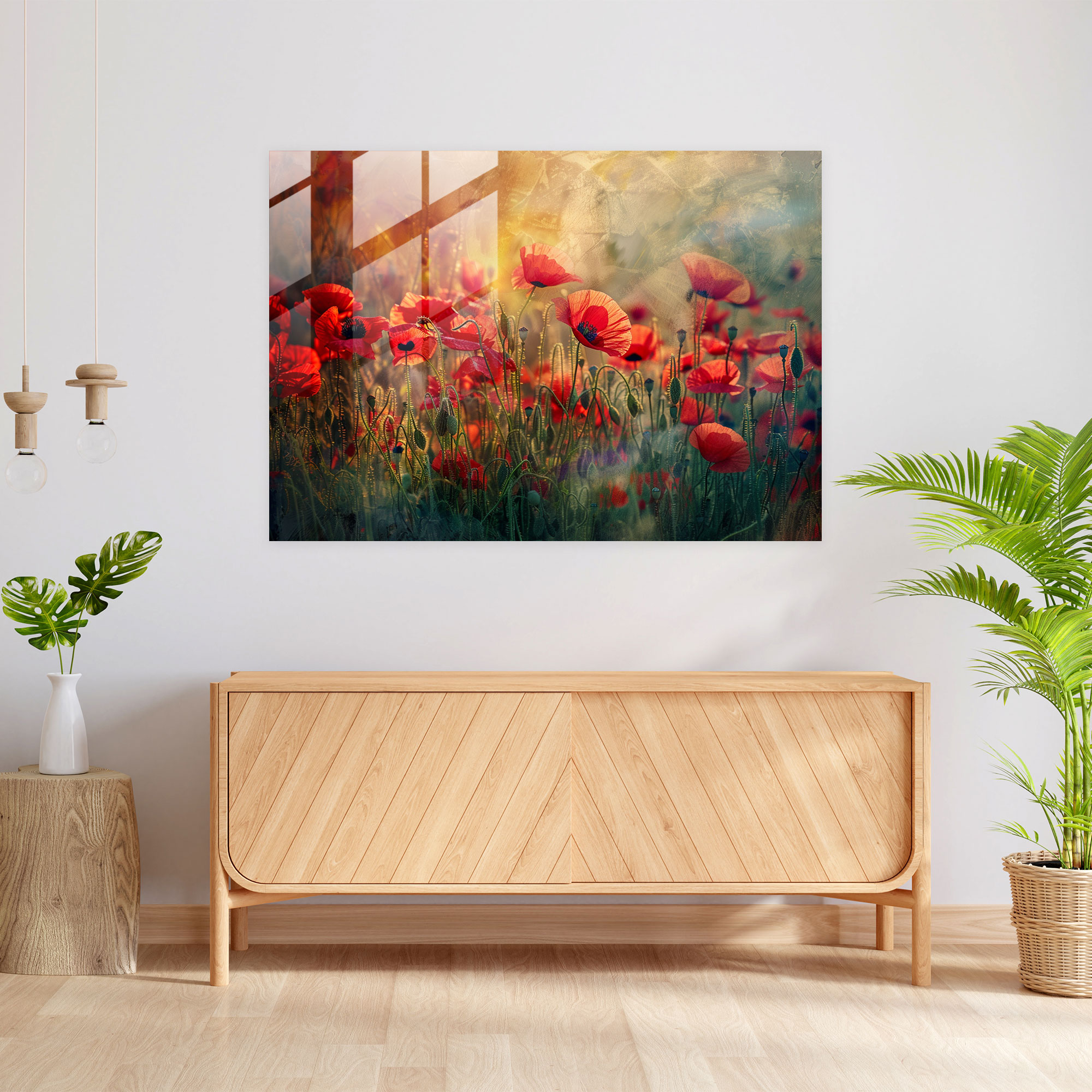 Impressionism Glass Wall Art - Field Of Blooming Poppies - Impressionism, Blooming Flowers, Wall Decoration, Impressionism