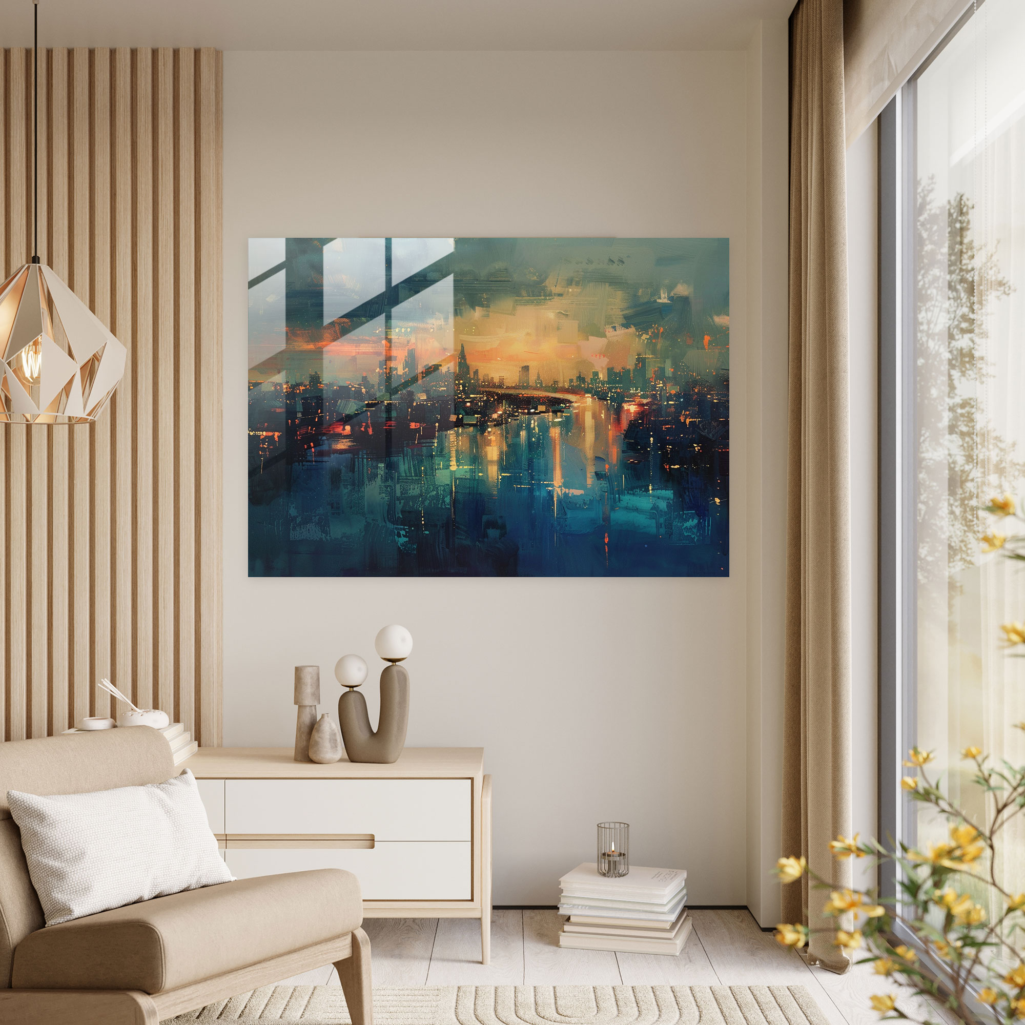 Impressionism Glass Wall Art - Cityscape At Dusk - Impressionism, Dusk, Wall Decoration, Cityscape