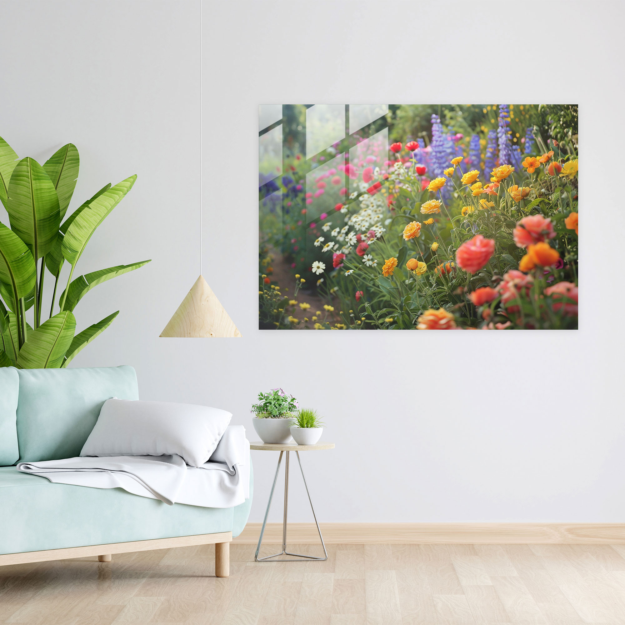 Impressionism Glass Print: Vibrant Garden - Impressionism, Vibrant Flowers, Glass Print, Modern Art