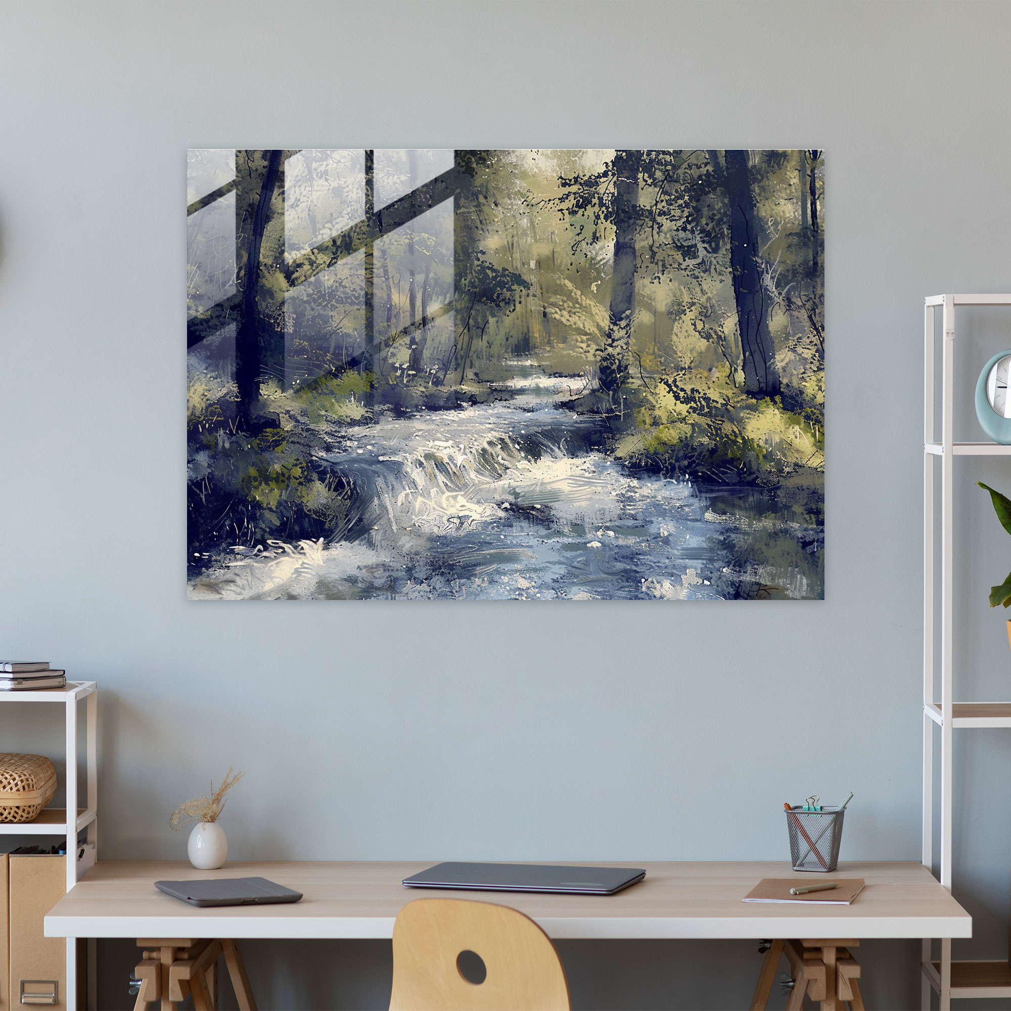 Impressionism Glass Wall Art: Forest River - Impressionism, Impressionism, Modern Art, Glass Art