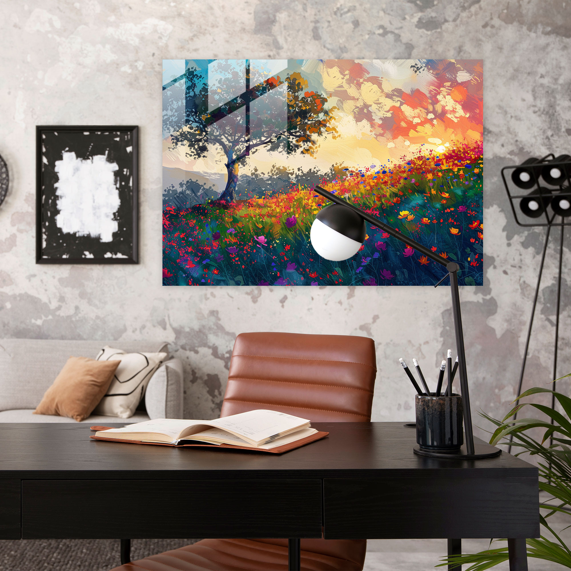 Impressionism Glass Print: Flower Meadow At Sunrise - Impressionism, Glass Art, Modern Art, Wall Decoration