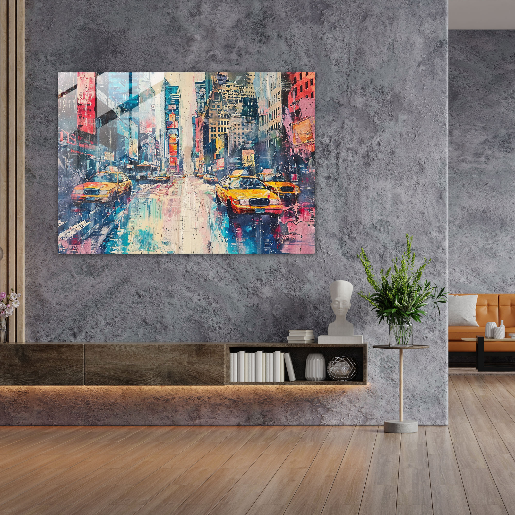 Impressionism Glass Print: Vibrant Cityscape - Impressionism, Impressionism, Glass Art, Modern Art