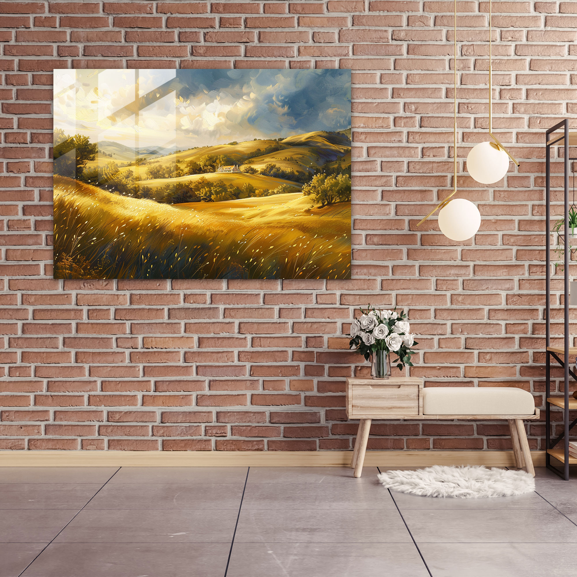 Impressionism Glass Print: Peaceful Countryside - Impressionism, Modern Art, Glass Wall Art, Impressionism