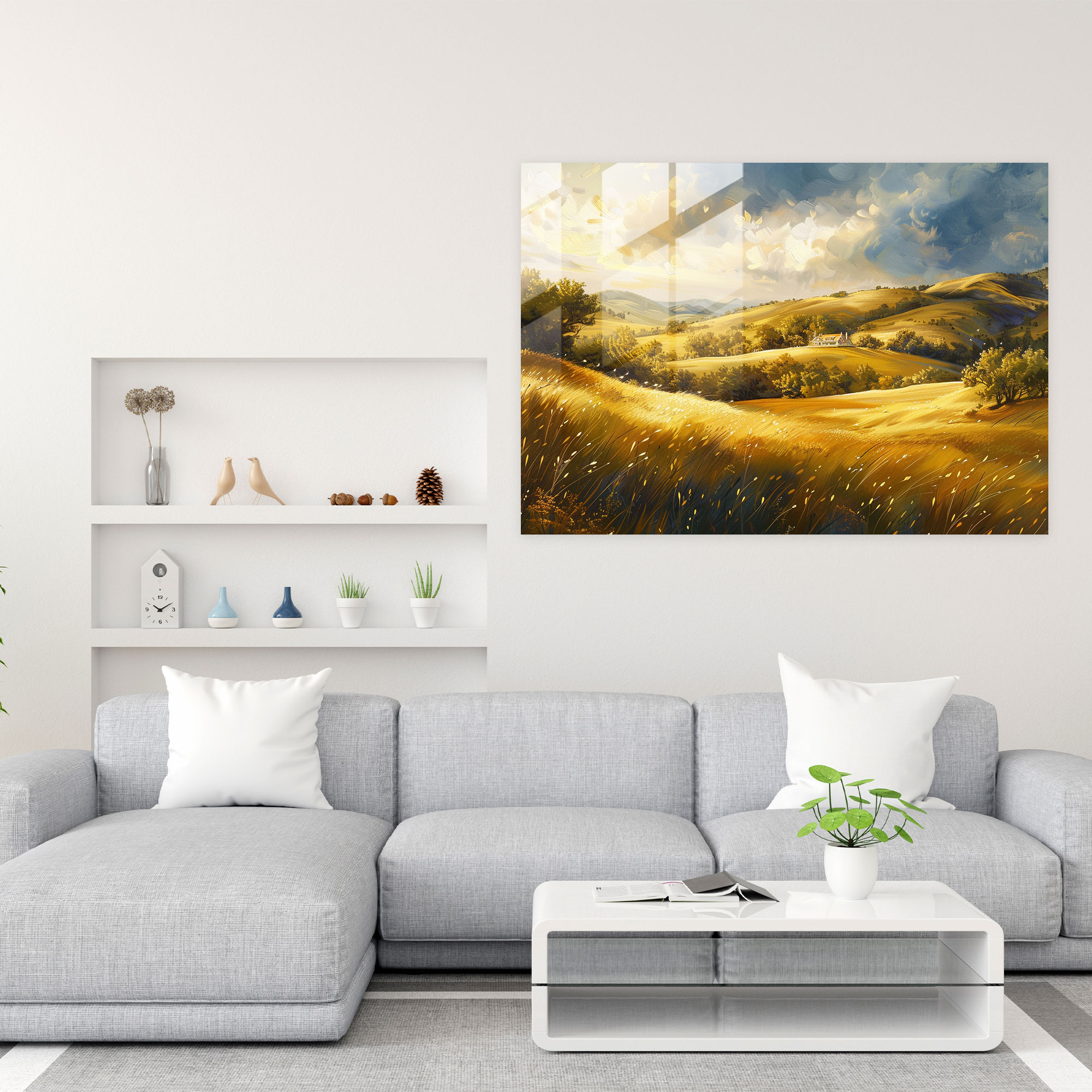 Impressionism Glass Print: Peaceful Countryside - Impressionism, Modern Art, Glass Wall Art, Impressionism