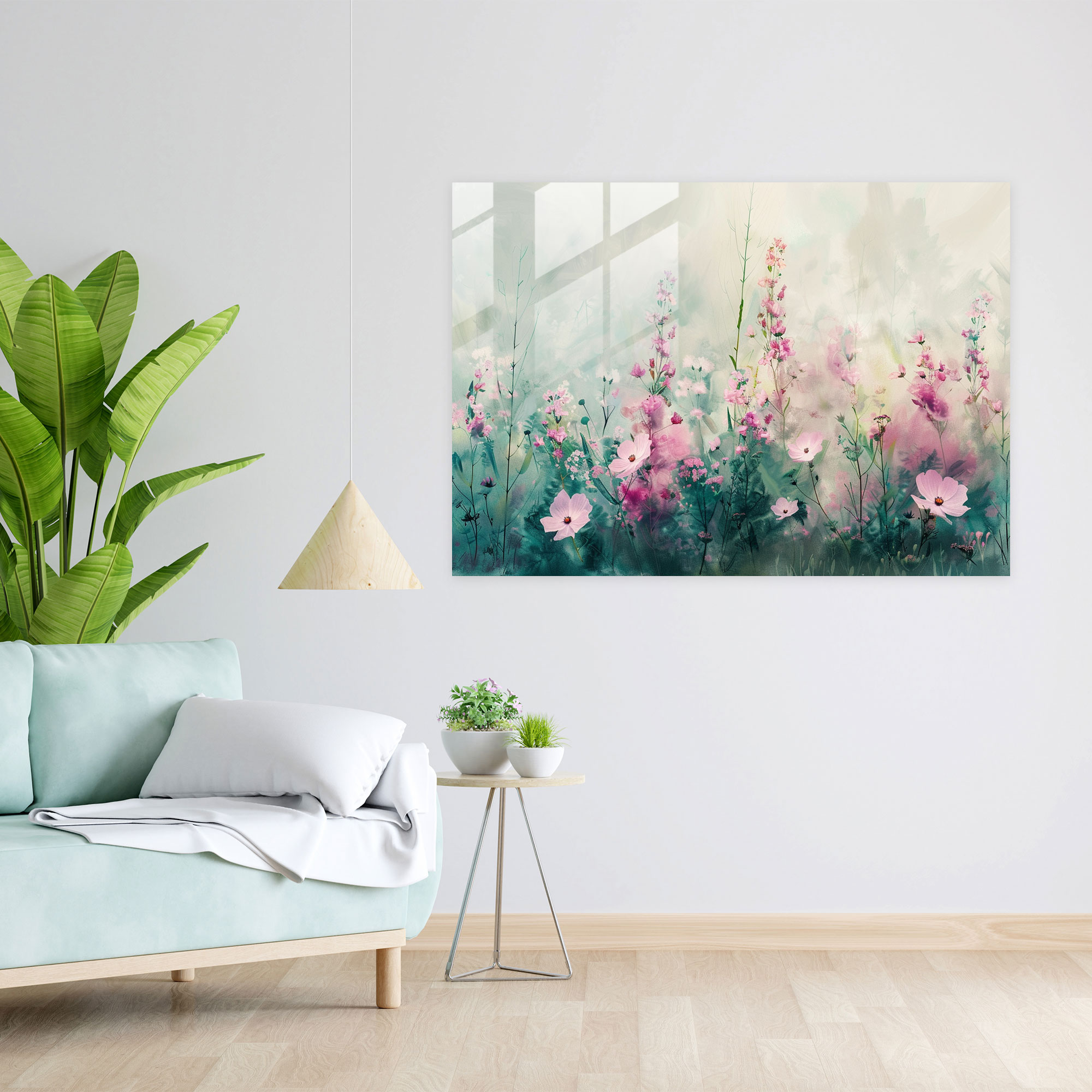 Impressionism Glass Print: Delicate Floral Garden - Impressionism, Modern Art, Home Decoration, Glass Print