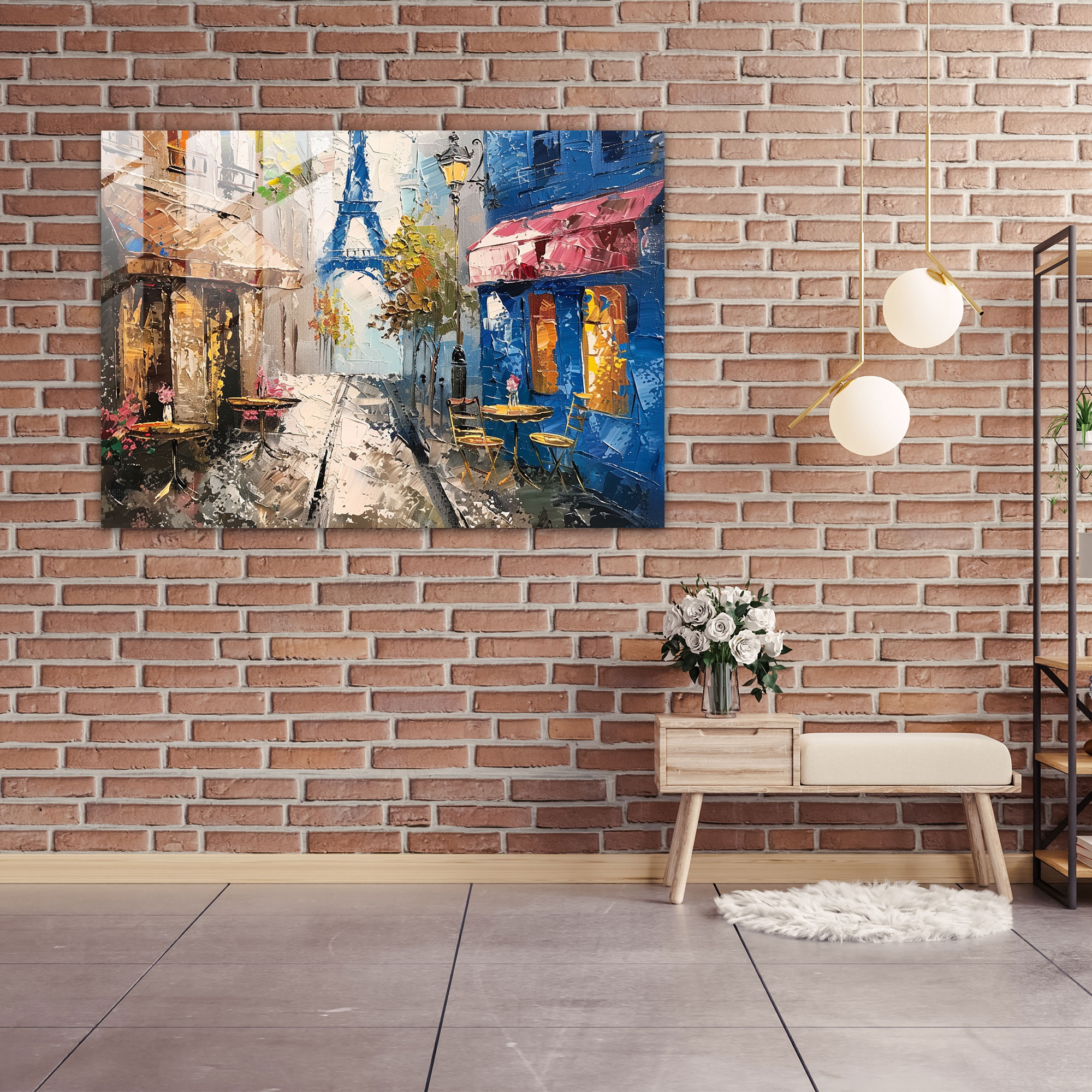 Impressionism Glass Print: Romantic Parisian Street - Impressionism, Glass Print, Glass Wall Art, Impressionism