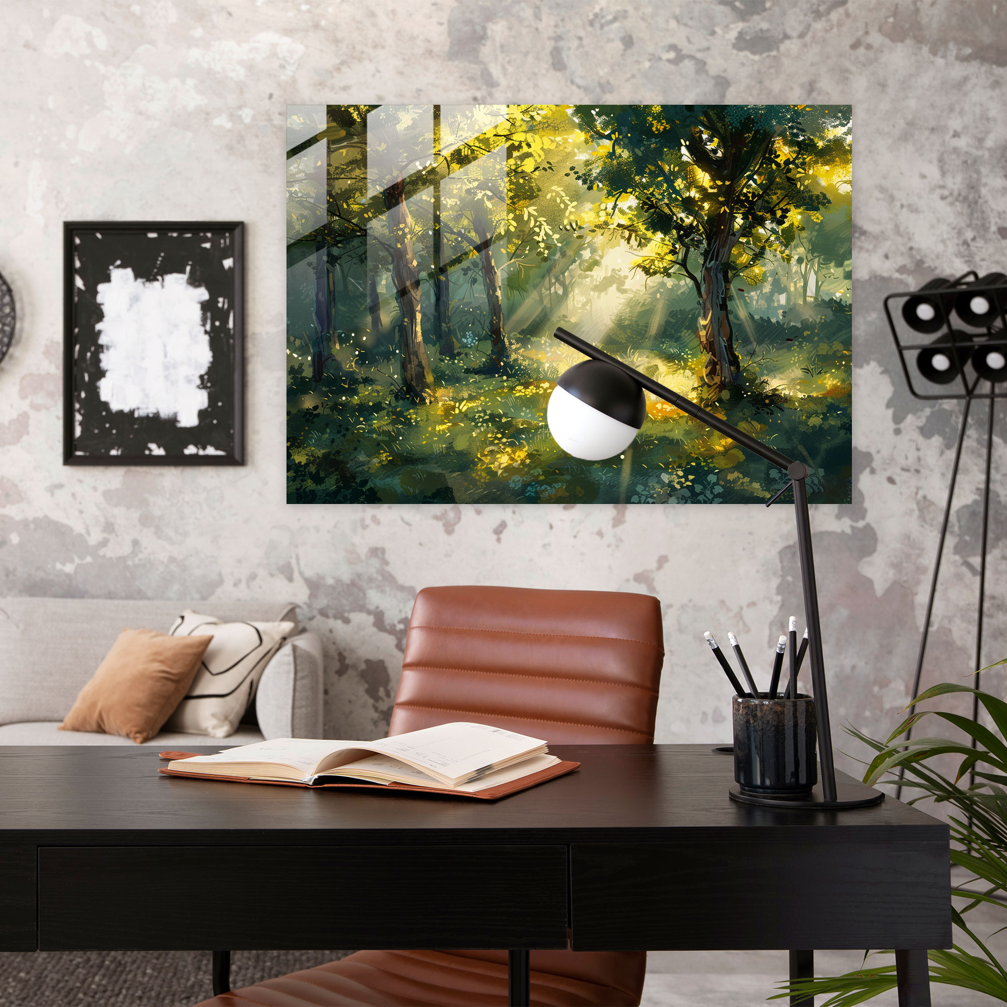 Impressionism Glass Print: Dreamy Forest Landscape - Impressionism, Glass Print, Home Decoration, Impressionism