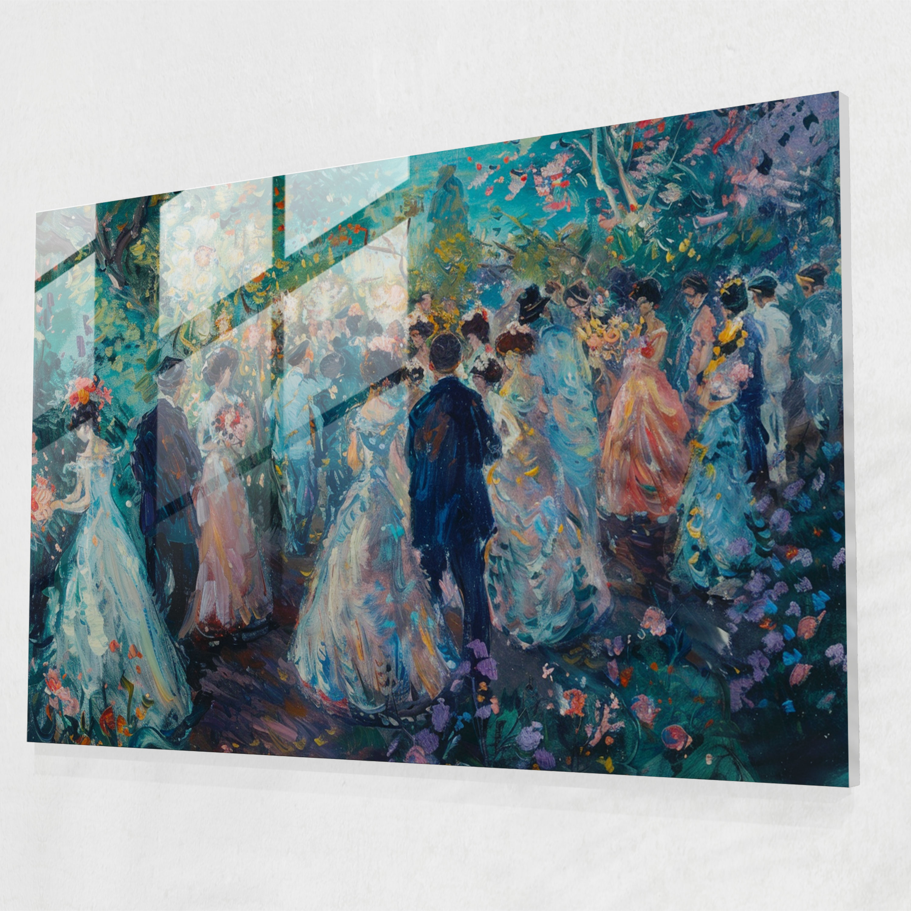 Impressionism Glass Print: Playful Garden Party - Impressionism, Glass Print, Home Decoration, Wall Decoration