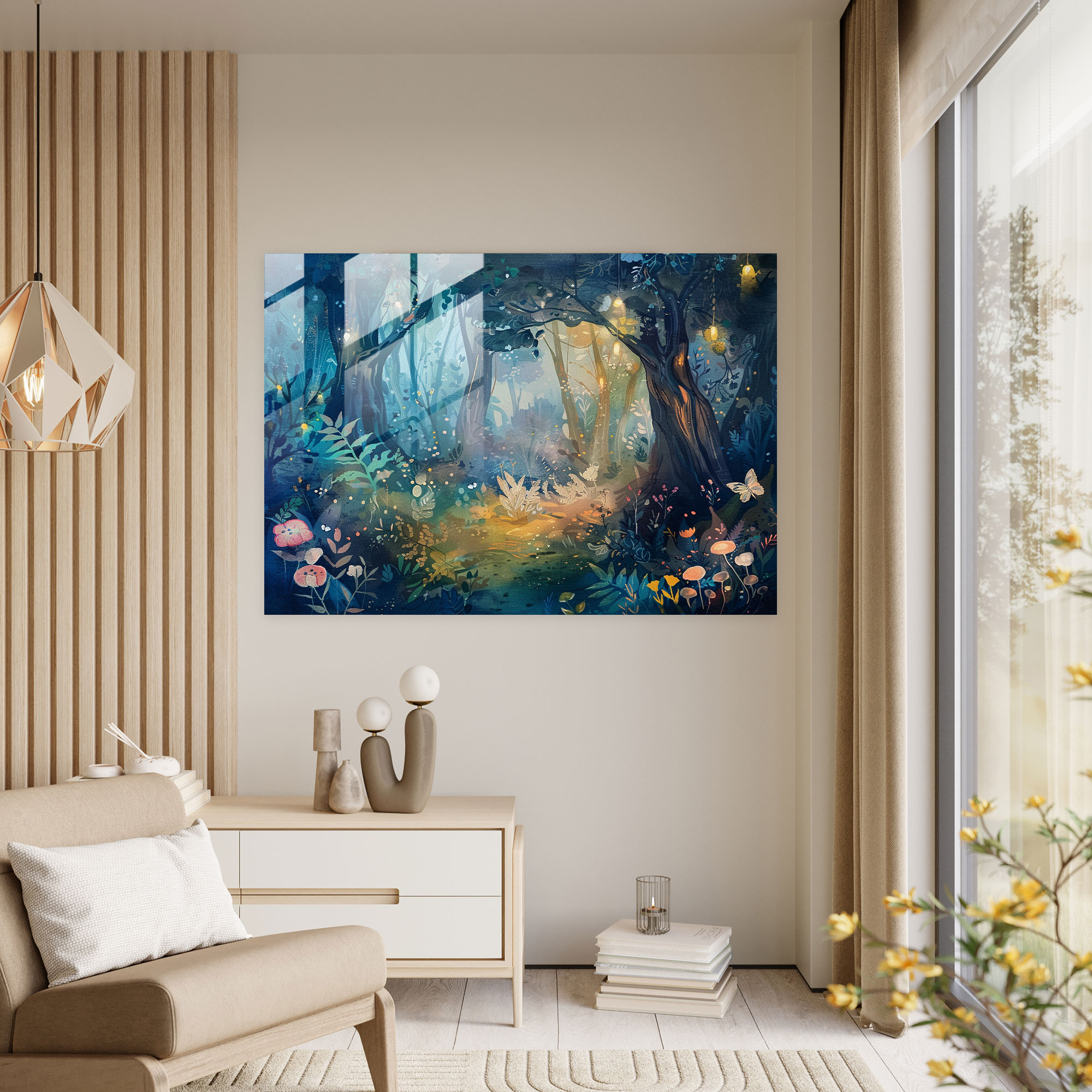 Impressionism Glass Print: Whimsical Fairytale Forest - Impressionism, Home Decoration, Glass Art, Wall Decoration