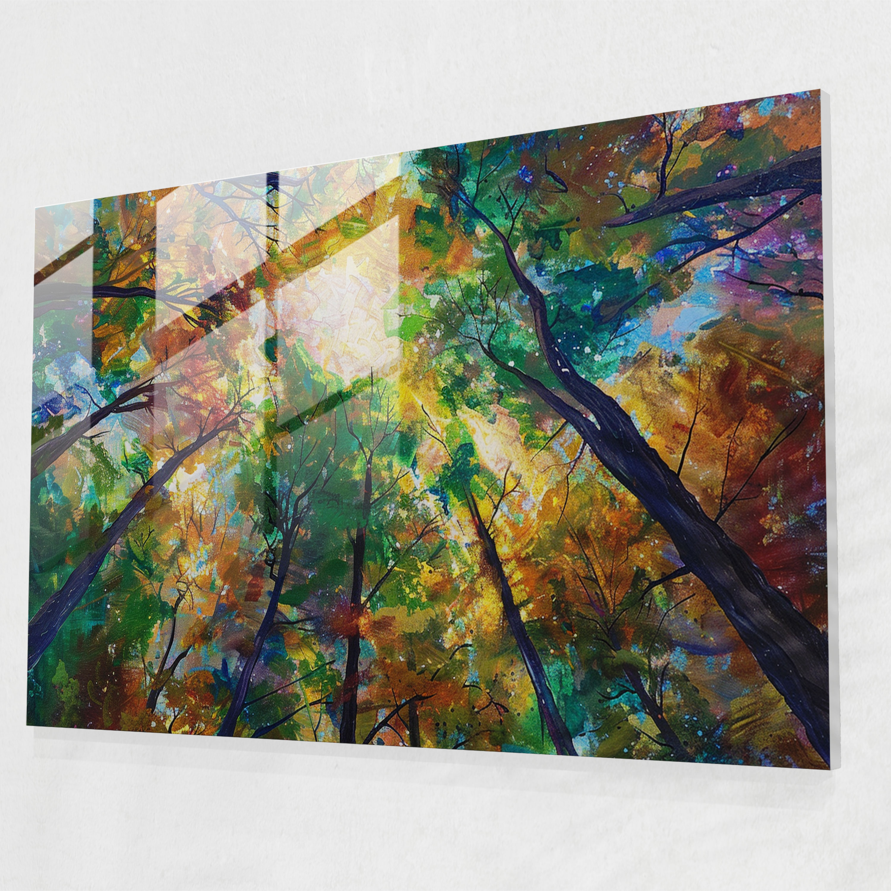 Impressionism Forest Glass Print - Impressionism, Modern Art, Glass Art, Home Decoration