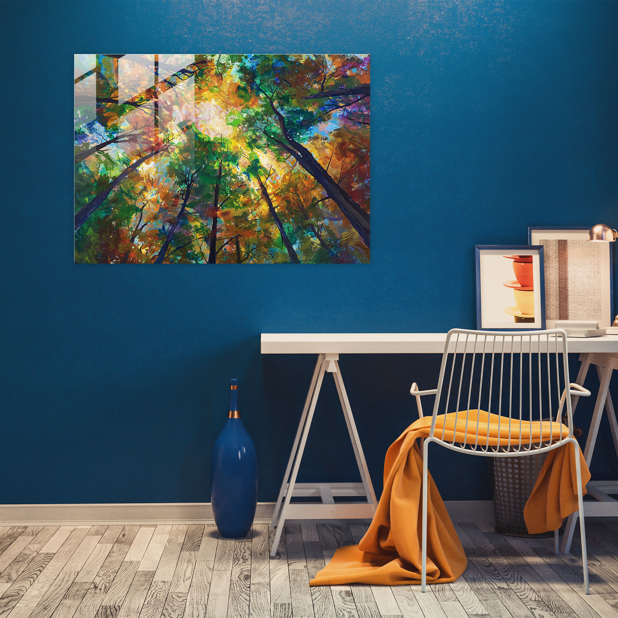 Impressionism Forest Glass Print - Impressionism, Modern Art, Glass Art, Home Decoration