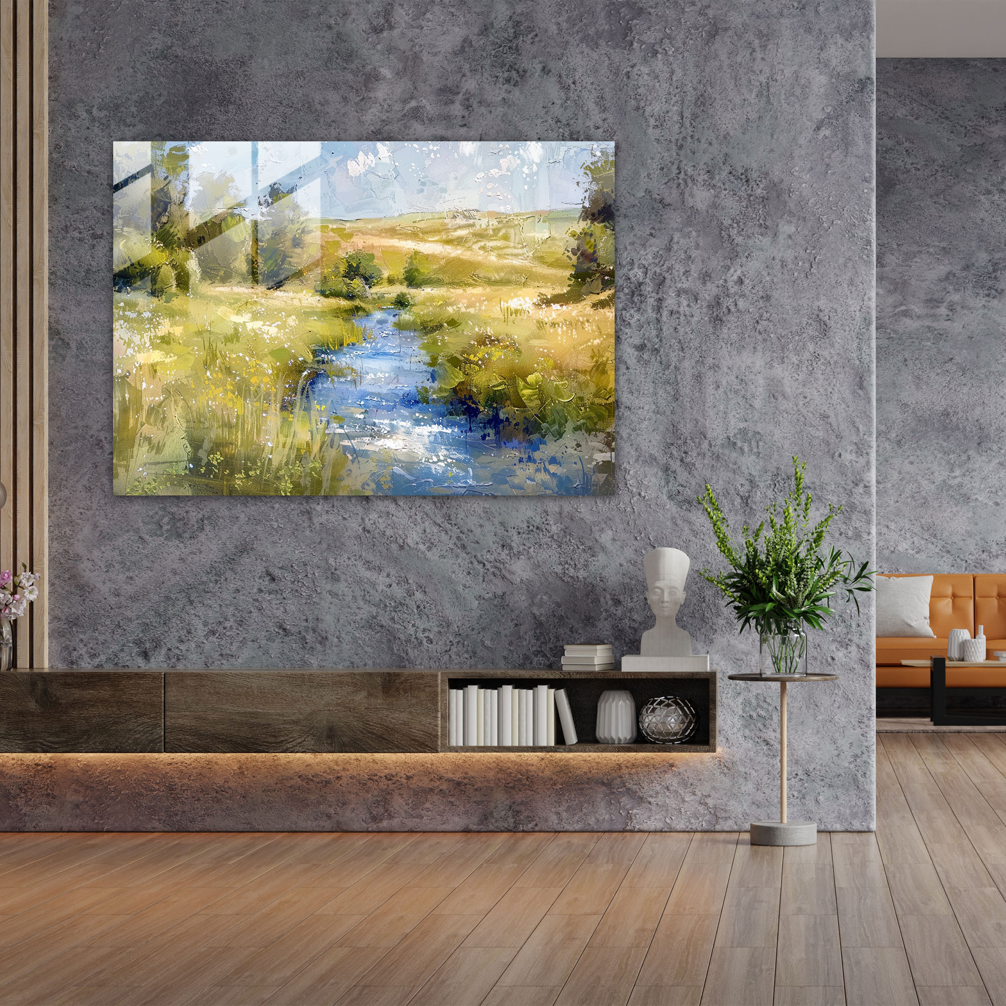 Impressionism Meadow Glass Wall Art - Impressionism, Wall Decoration, Impressionism, Glass Print