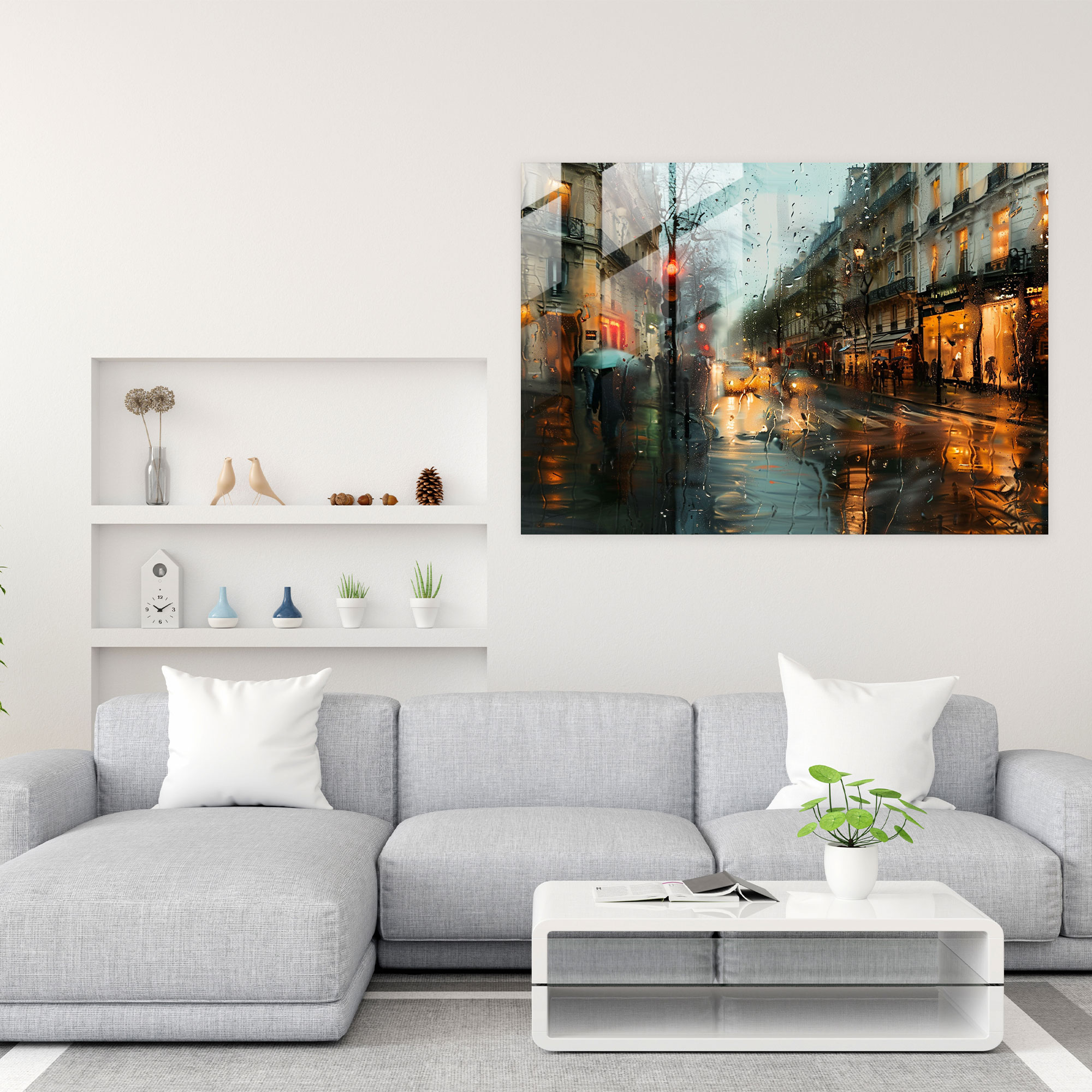 Impressionism Paris Glass Print - Impressionism, Home Decoration, Wall Decoration, Rainy Day