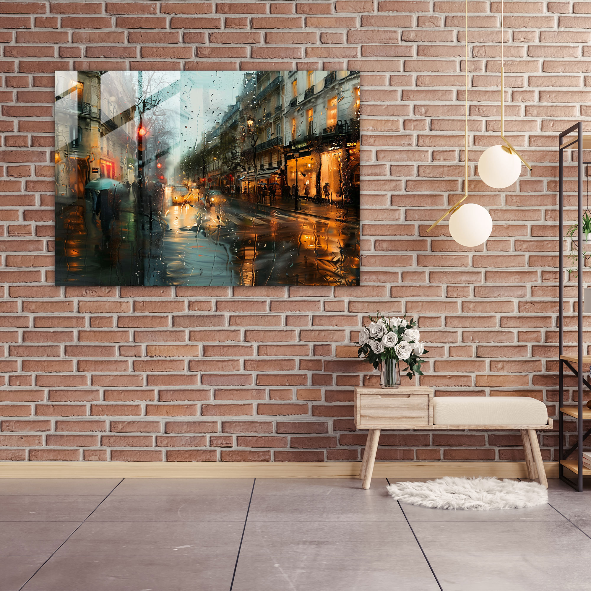 Impressionism Paris Glass Print - Impressionism, Home Decoration, Wall Decoration, Rainy Day