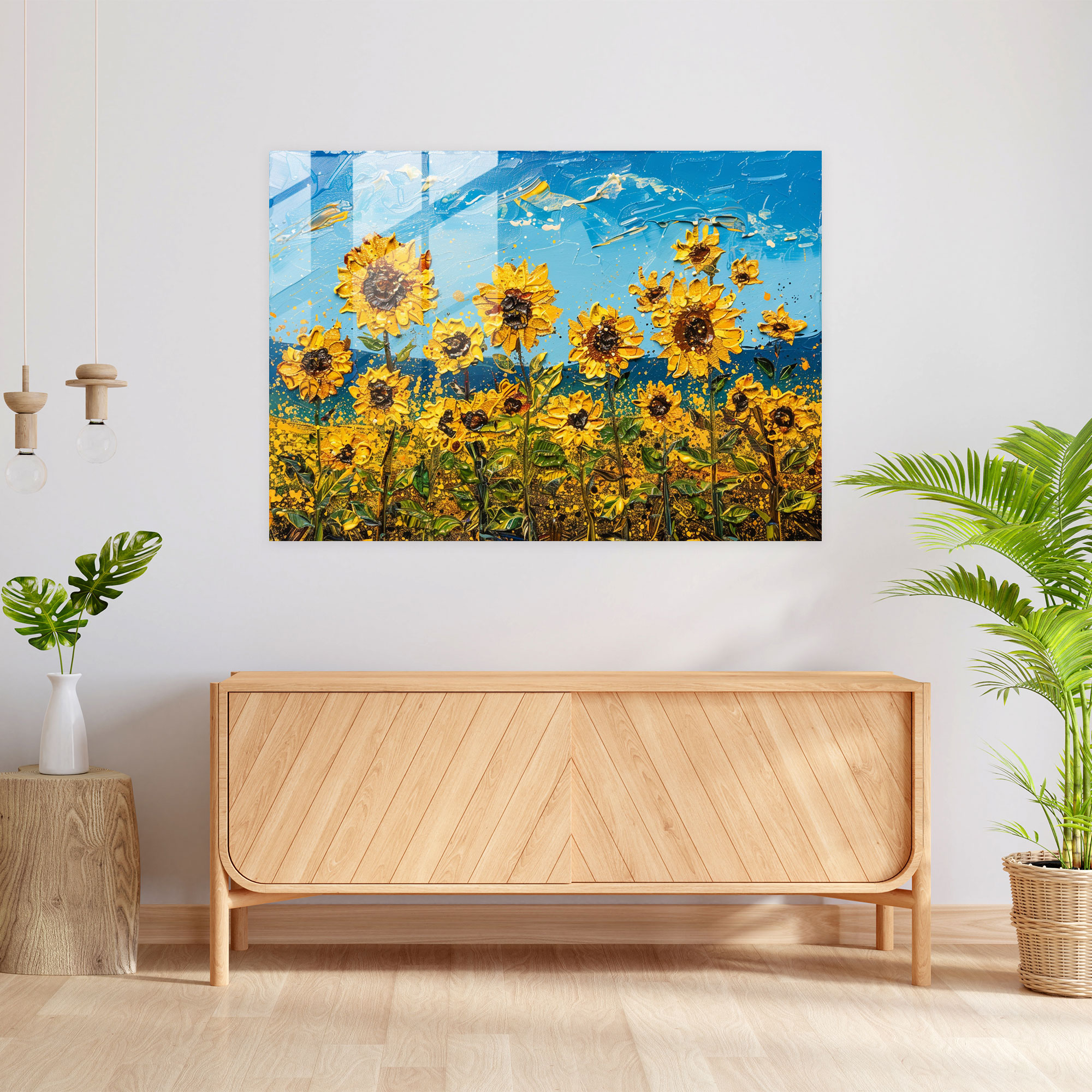 Impressionism Sunflower Glass Wall Art - Impressionism, Field, Glass Wall Art, Modern Art