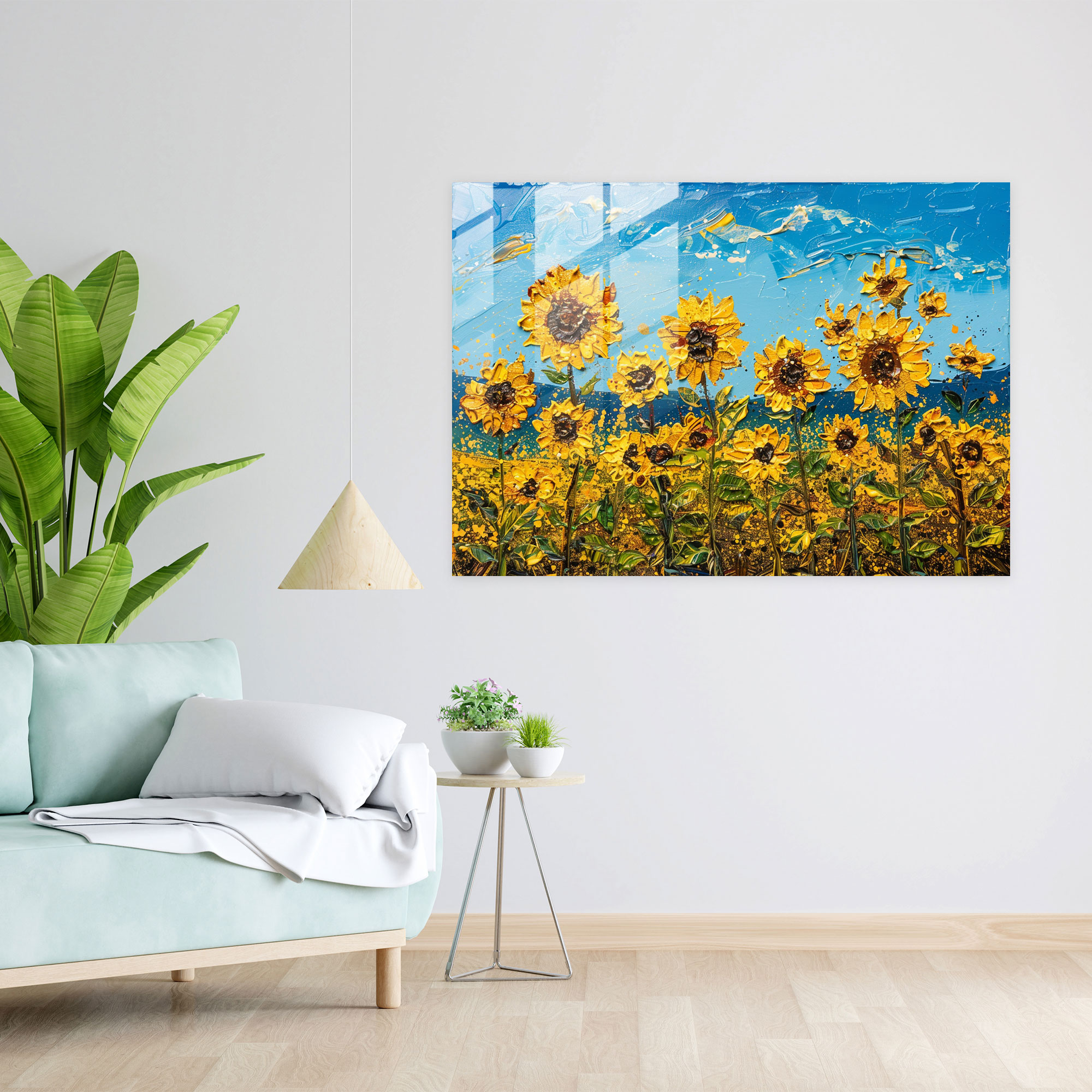 Impressionism Sunflower Glass Wall Art - Impressionism, Field, Glass Wall Art, Modern Art