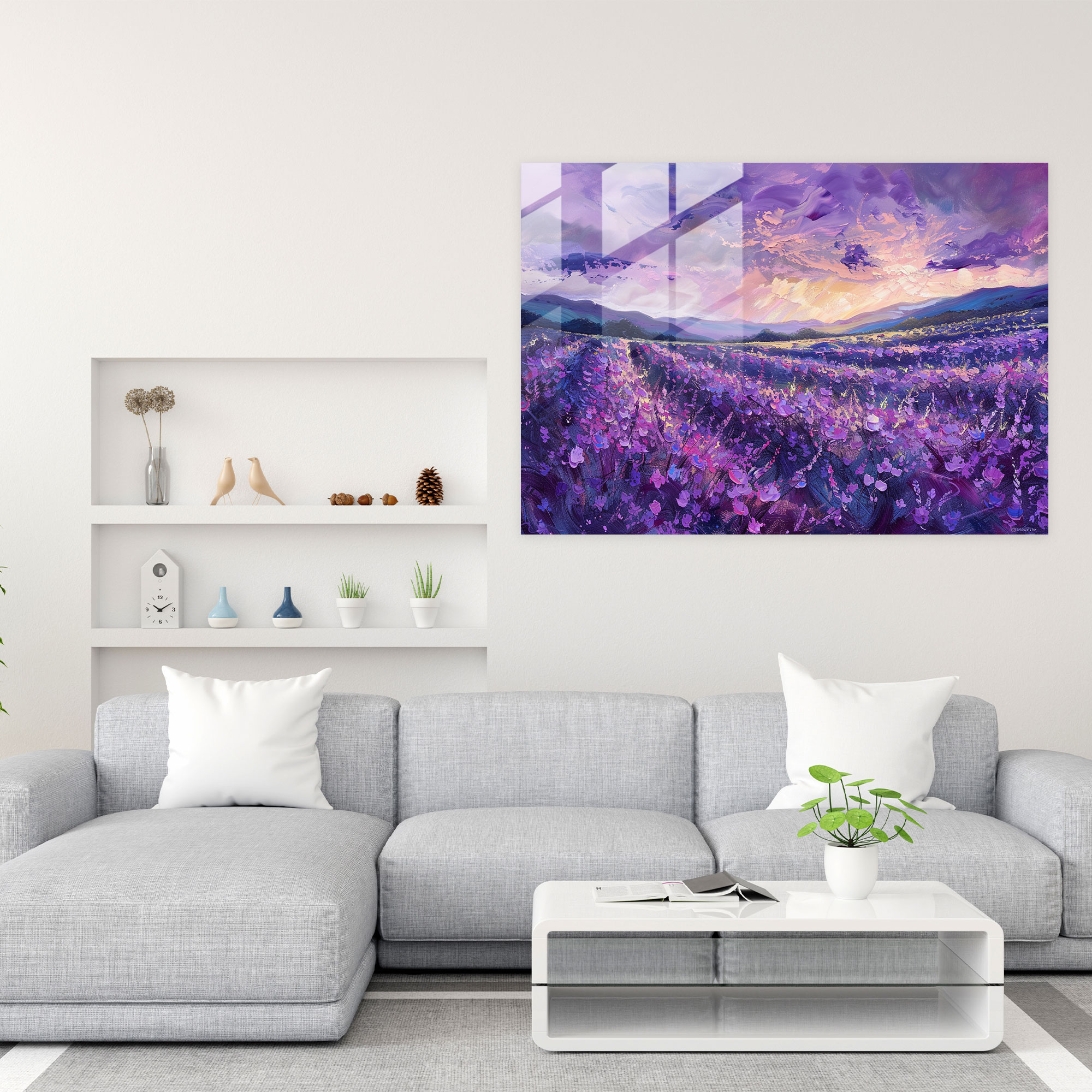 Impressionism Lavender Glass Wall Art - Impressionism, Wall Decoration, Glass Art, Lavender