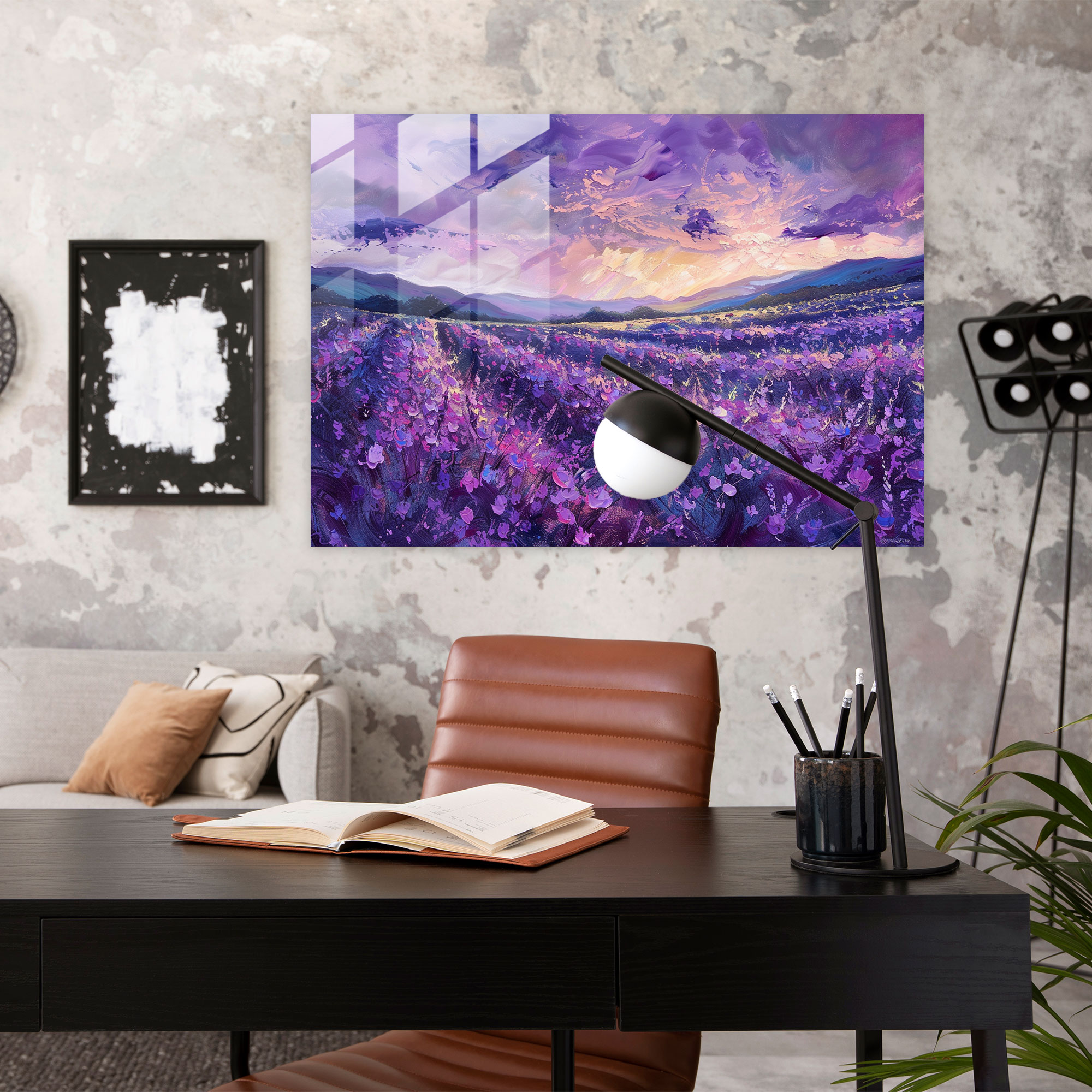 Impressionism Lavender Glass Wall Art - Impressionism, Wall Decoration, Glass Art, Lavender