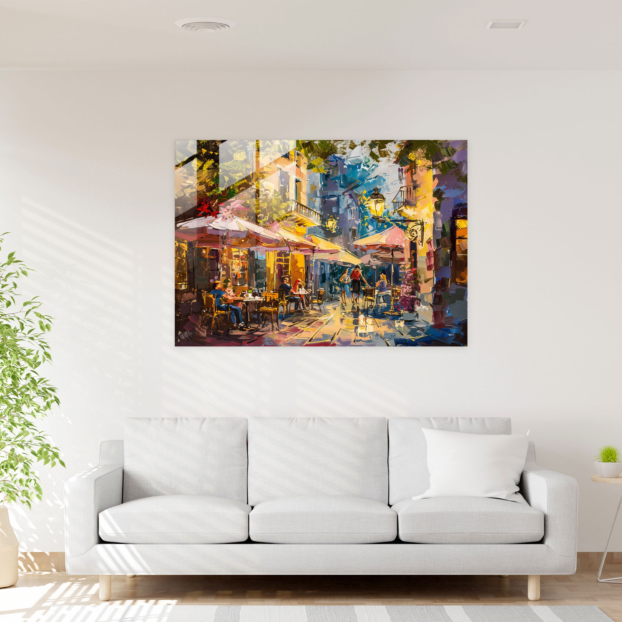 Impressionism Home Decoration - Street Cafe Scene - Impressionism, Home Decoration, Cafe Art, Impressionism