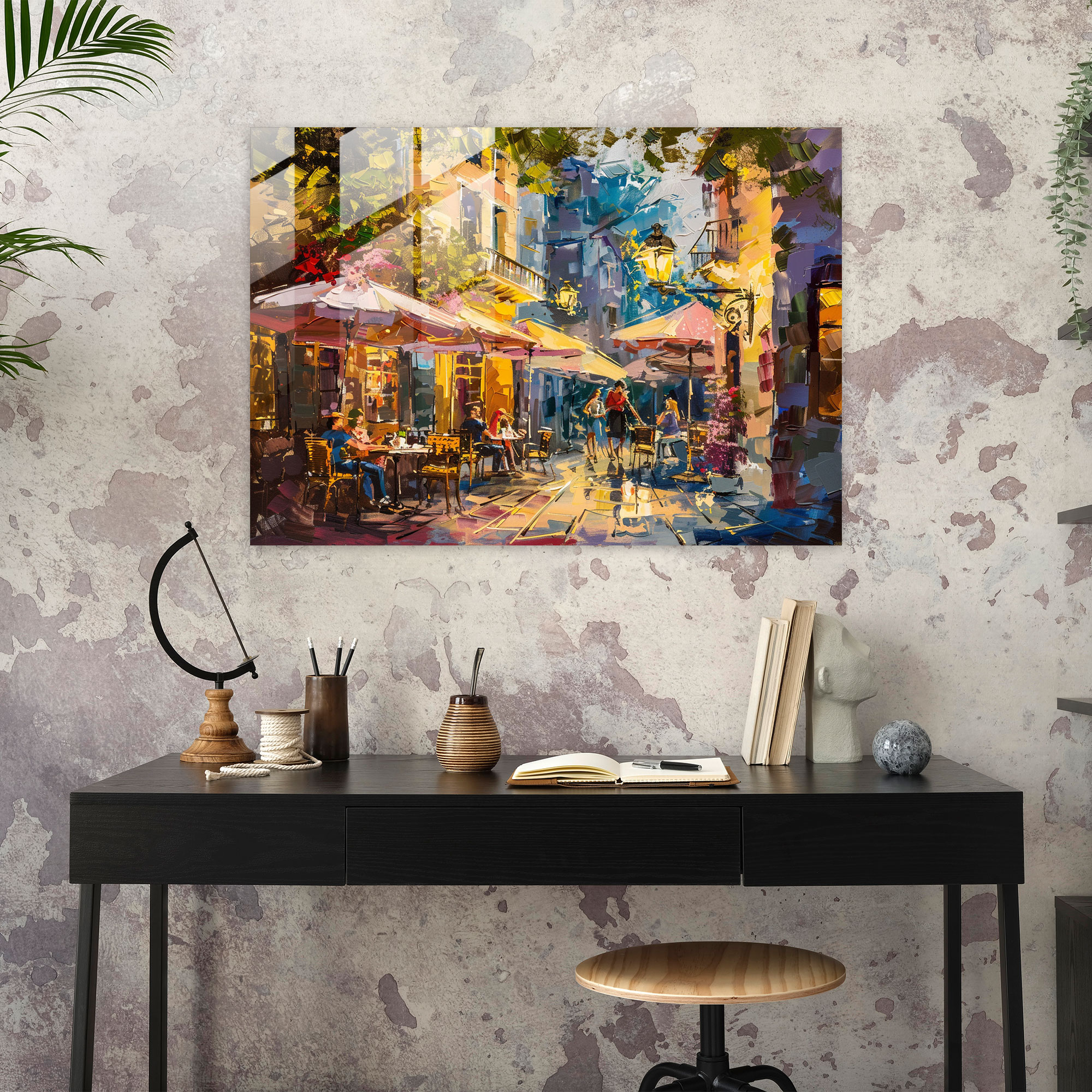Impressionism Home Decoration - Street Cafe Scene - Impressionism, Home Decoration, Cafe Art, Impressionism