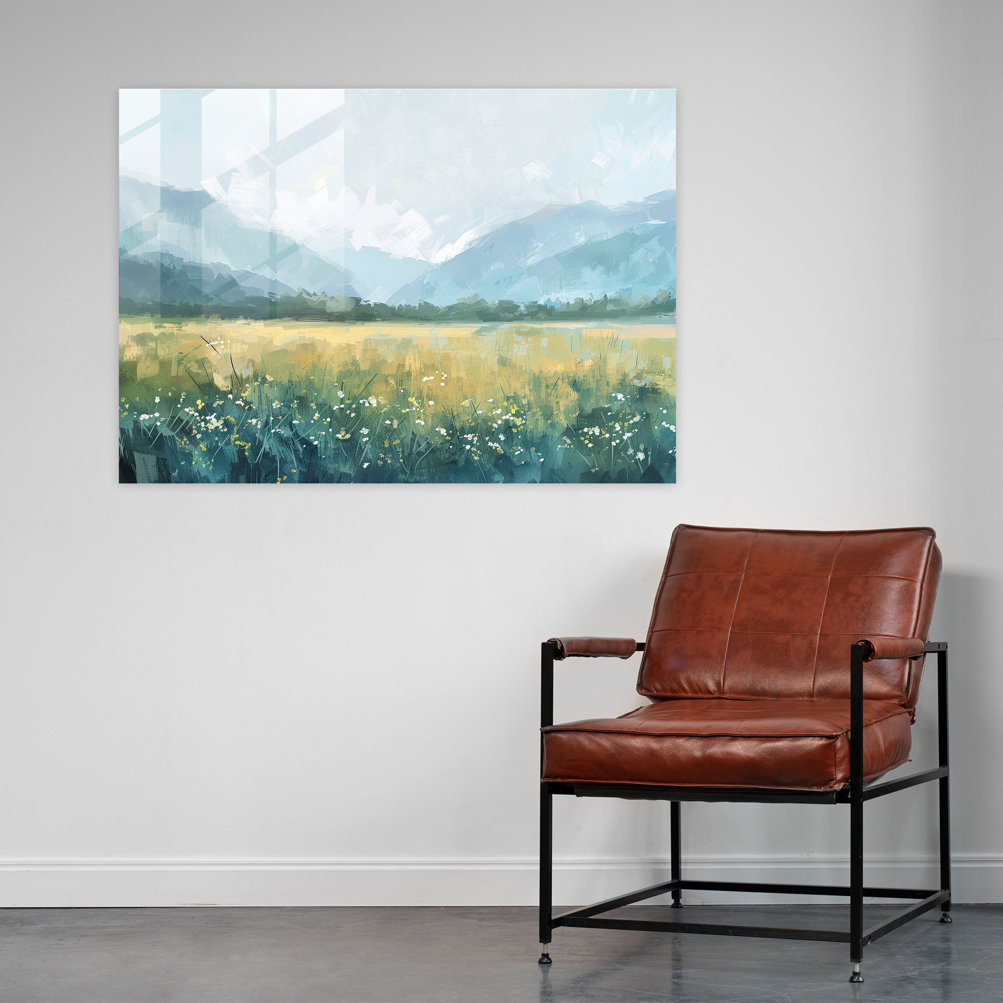 Impressionism Wall Decoration - Meadow Mountains Landscape - Impressionism, Wall Decoration, Glass Print, Impressionism