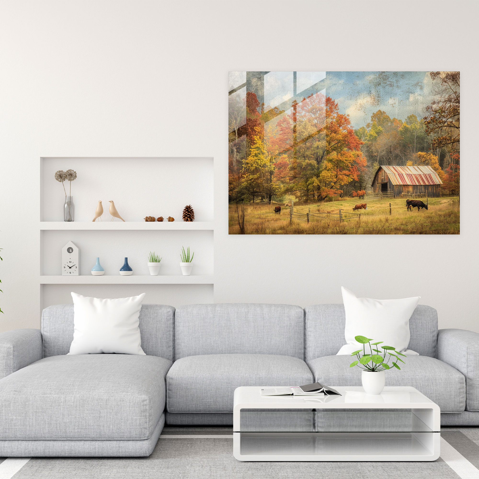 Impressionism Wall Decoration - Countryside Barn Cows - Impressionism, Landscape Art, Impressionism, Wall Decoration