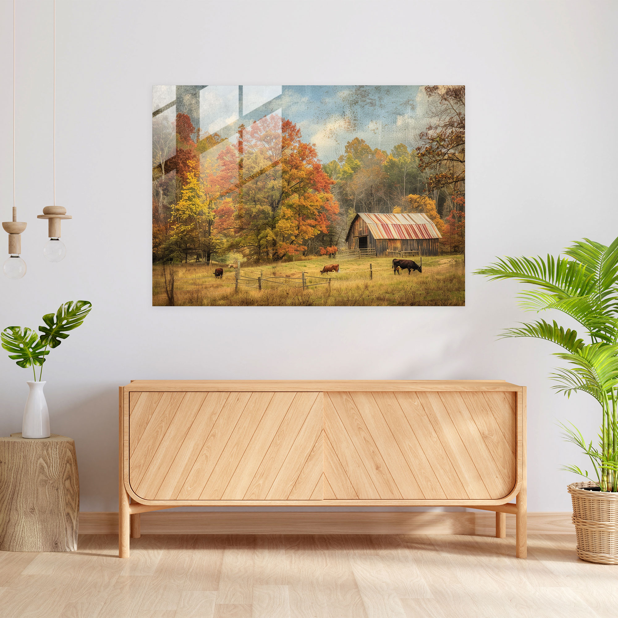 Impressionism Wall Decoration - Countryside Barn Cows - Impressionism, Landscape Art, Impressionism, Wall Decoration