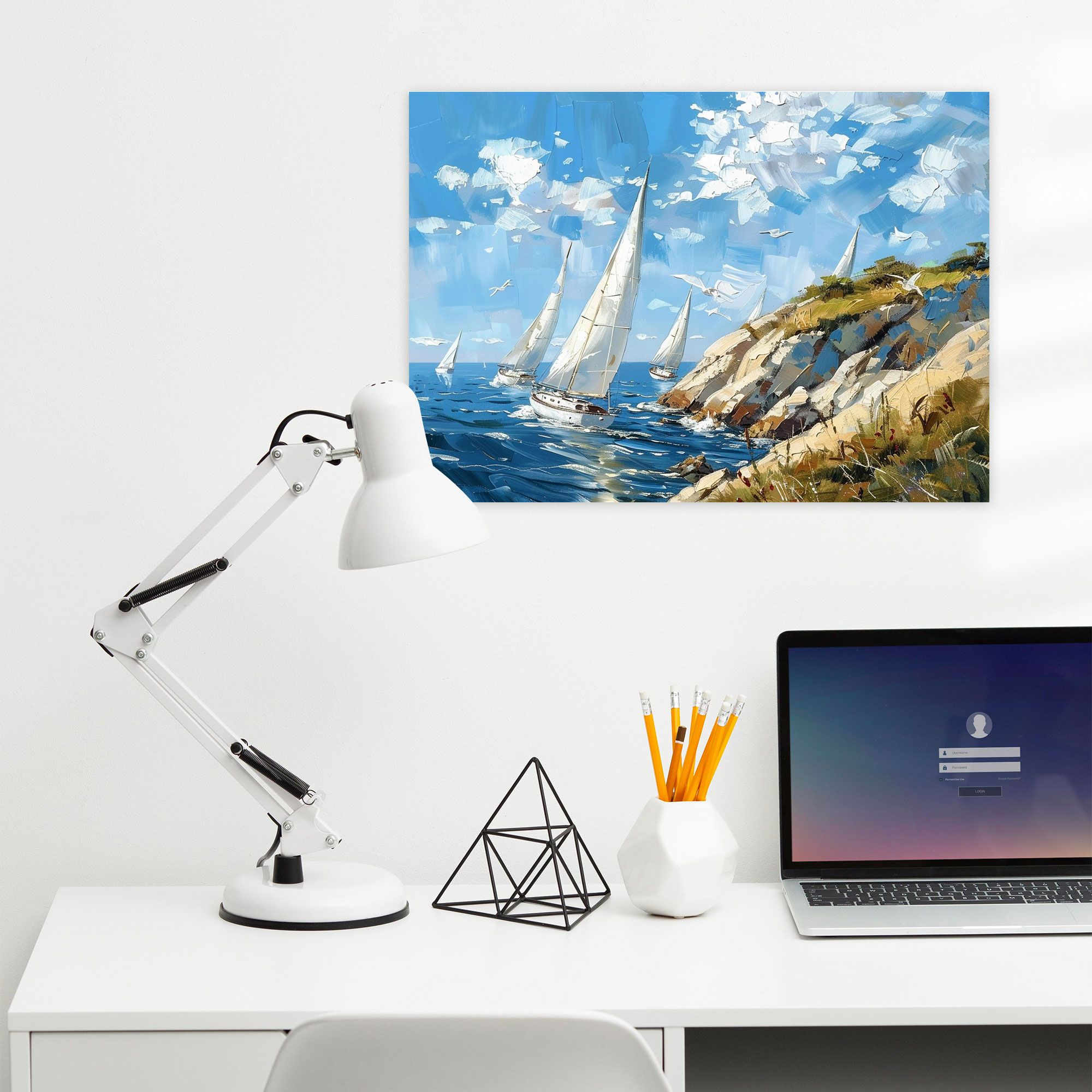 Impressionism Seaside Sailboats Wall Art - Impressionism, Wall Decoration, Home Decoration, Impressionism
