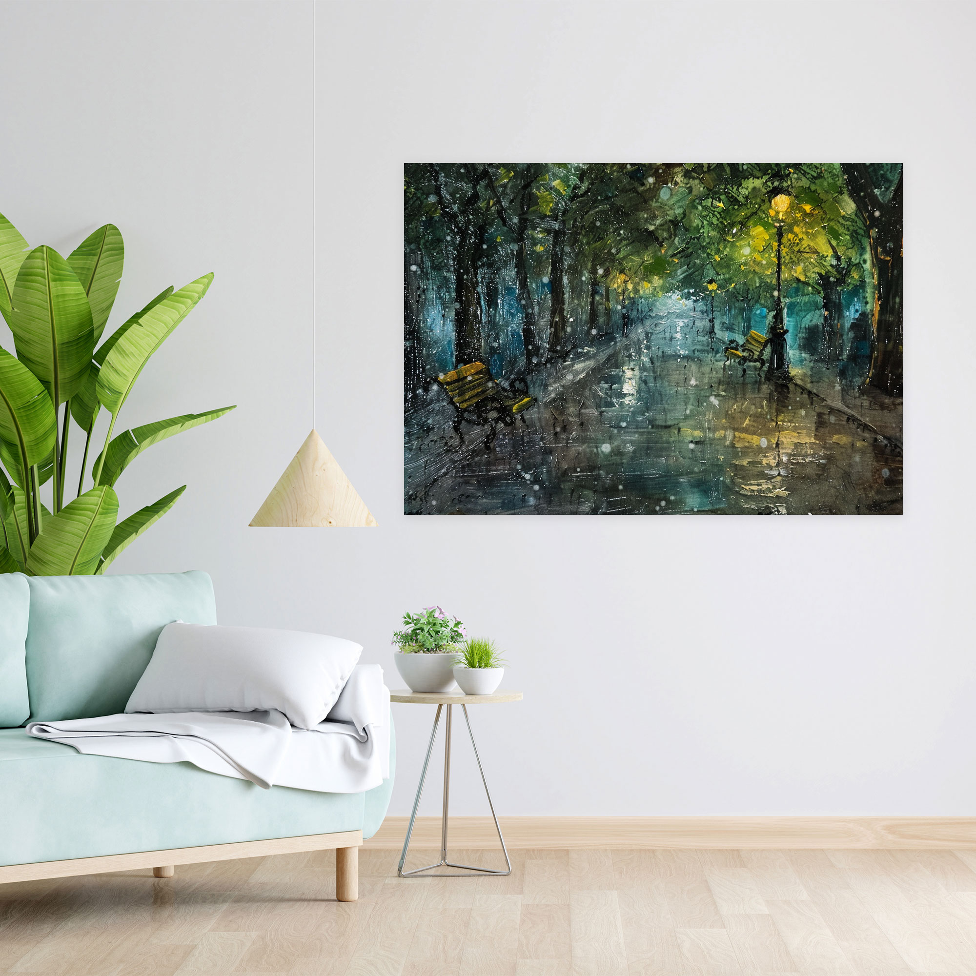 Impressionism Rainy City Park Wall Decoration - Impressionism, Home Decoration, Wall Decoration, Canvas Wall Art