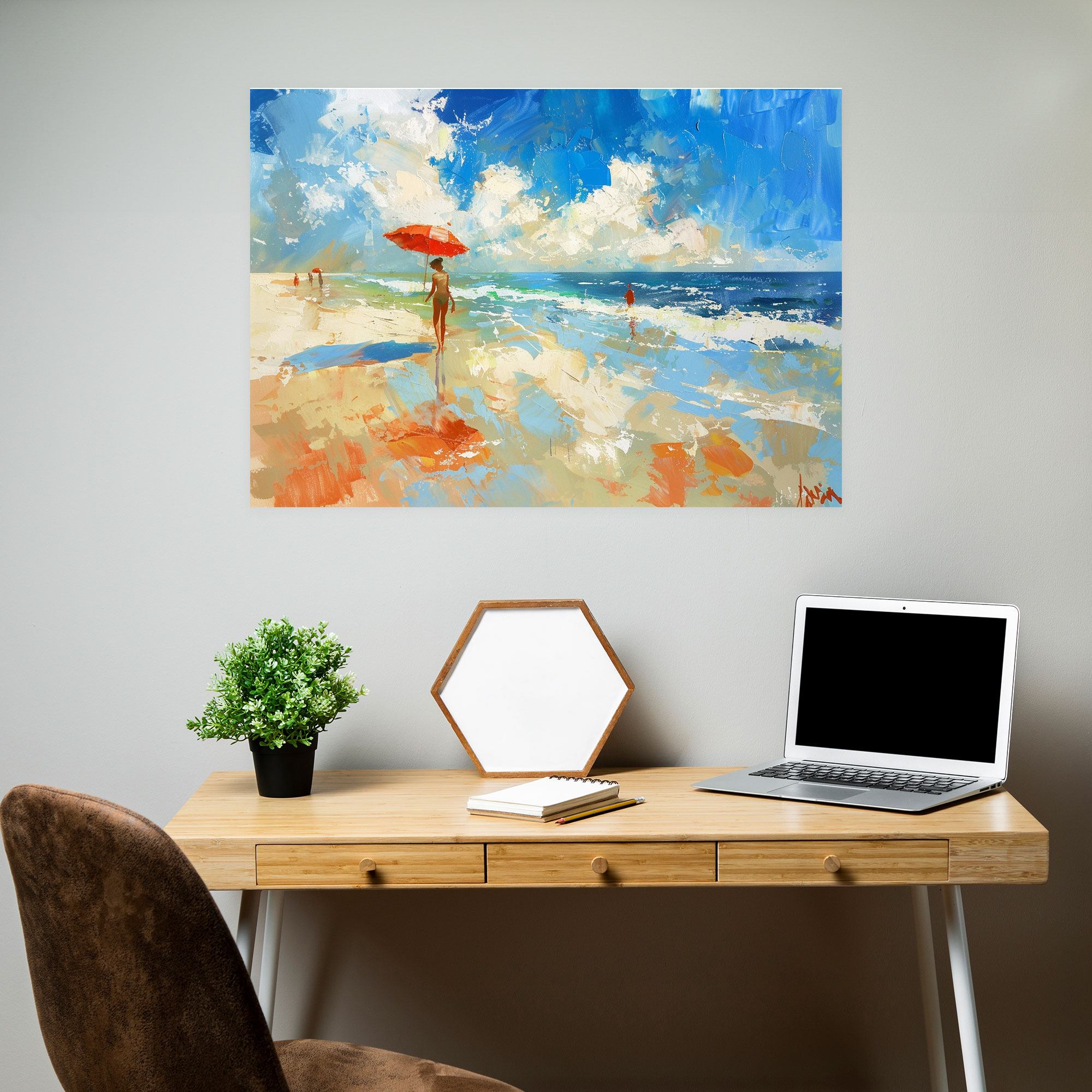 Impressionism Beach Scene Sunny Day Canvas Print - Impressionism, Canvas Wall Art, Impressionism, Wall Art