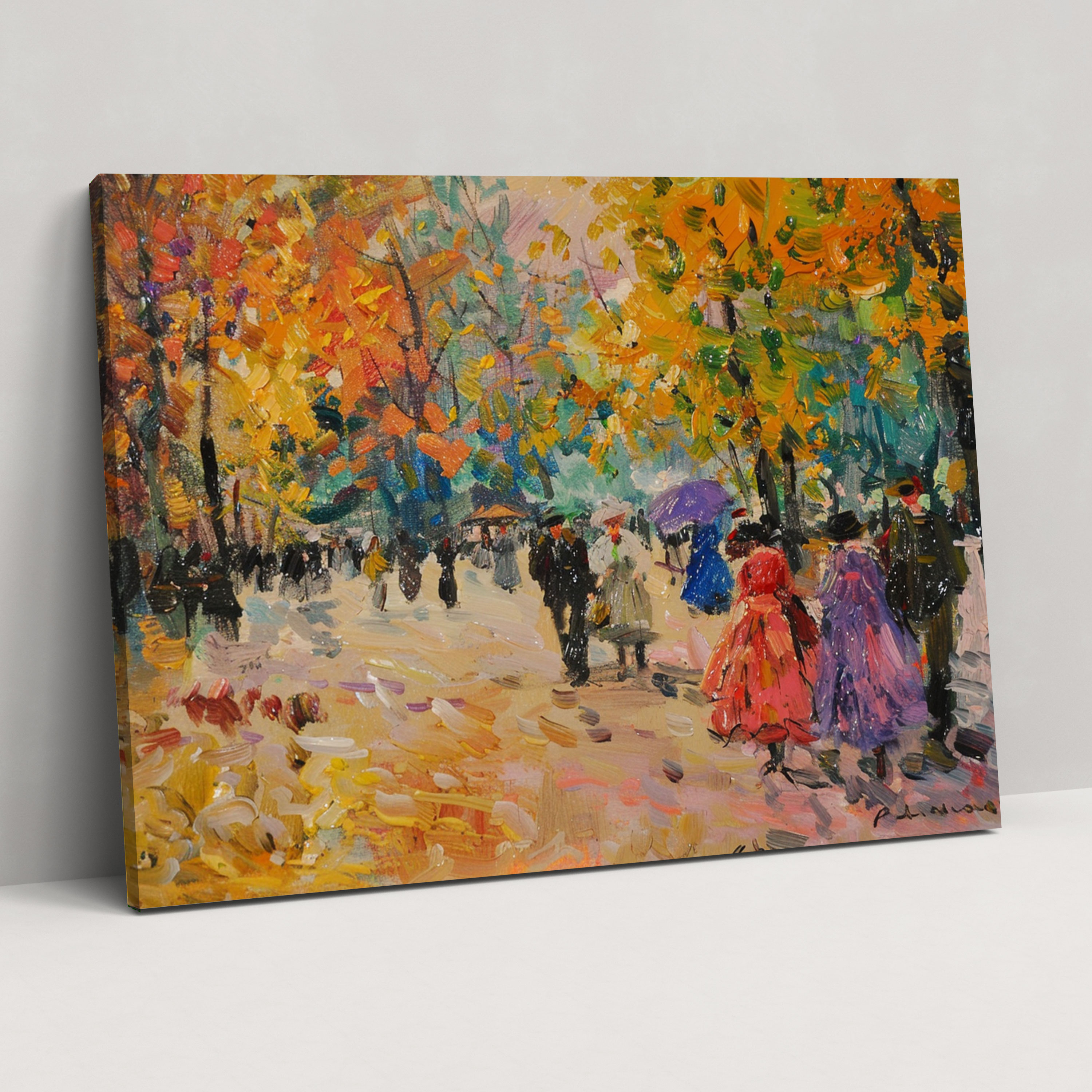 Impressionism Park Scene People Walking Canvas Print - Impressionism, Home Decoration, Canvas, Wall Art