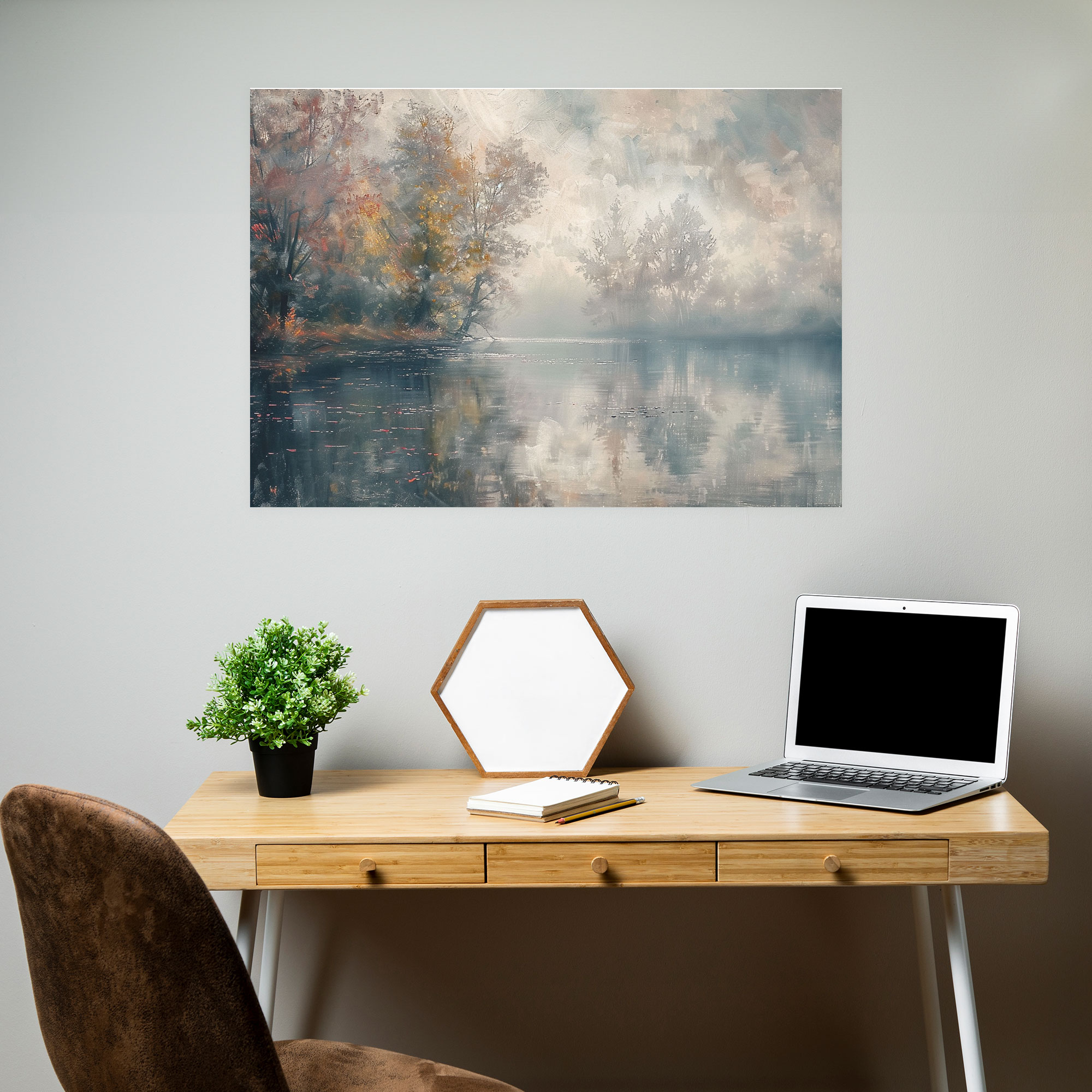 Impressionism River Landscape Foggy Morning Wall Art - Impressionism, Canvas Wall Art, Wall Decoration, Impressionism