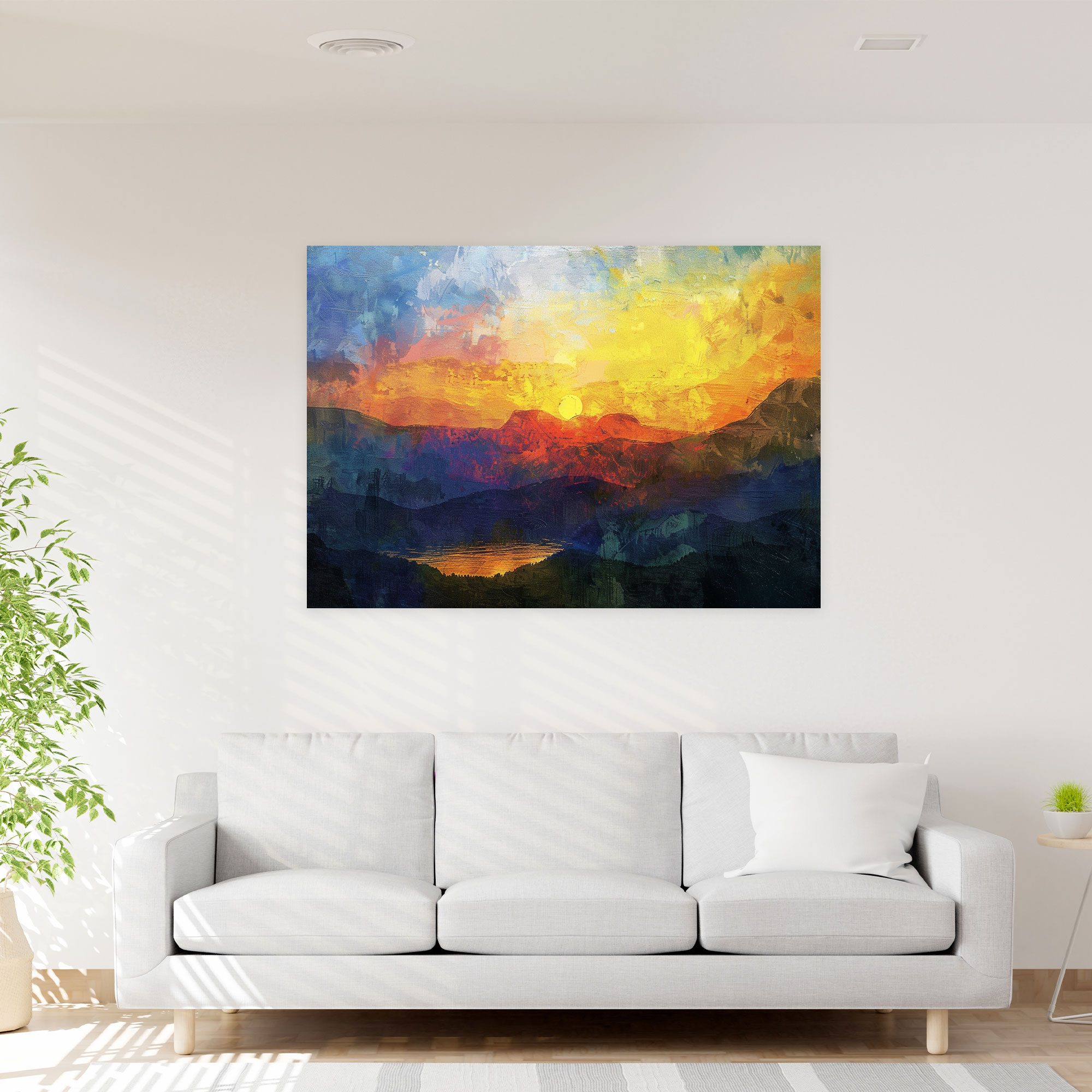 Impressionism Mountain View Sunset Canvas Print - Impressionism, Canvas Print, Canvas Wall Art, Canvas