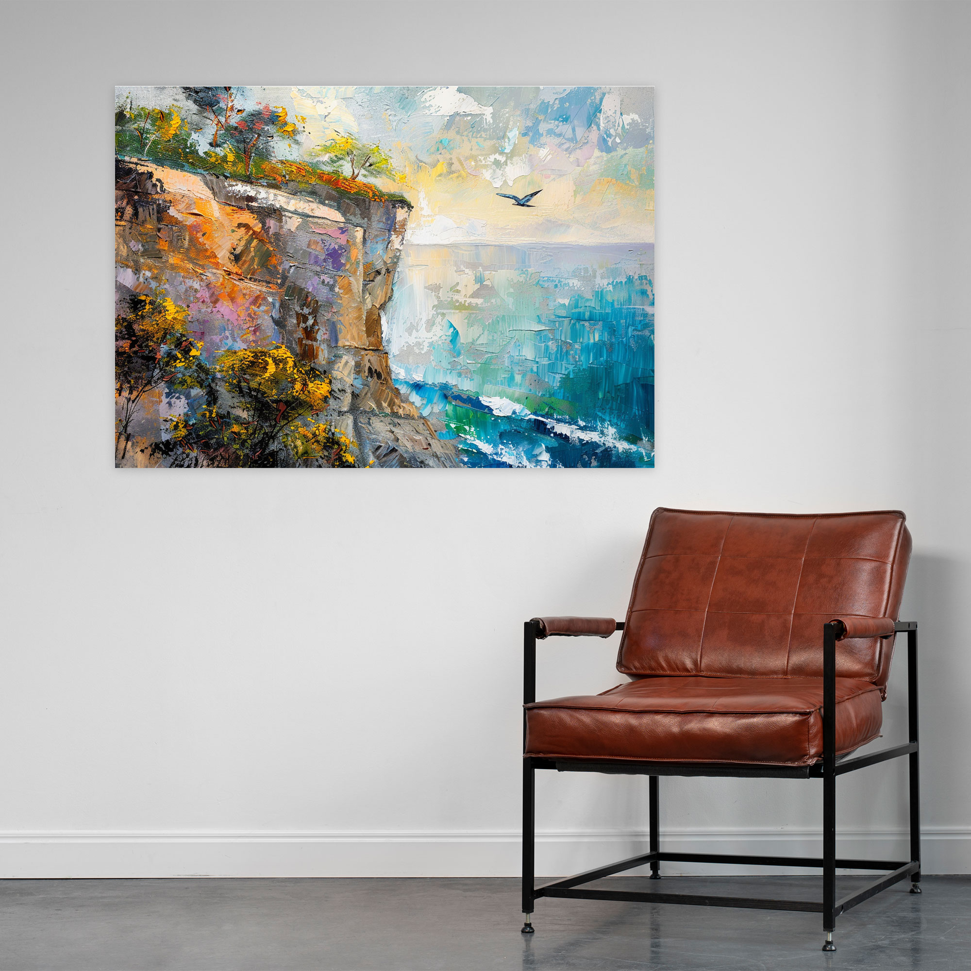 Impressionism Cliffside Landscape Wall Decoration - Impressionism, Canvas Wall Art, Wall Decoration, Impressionism