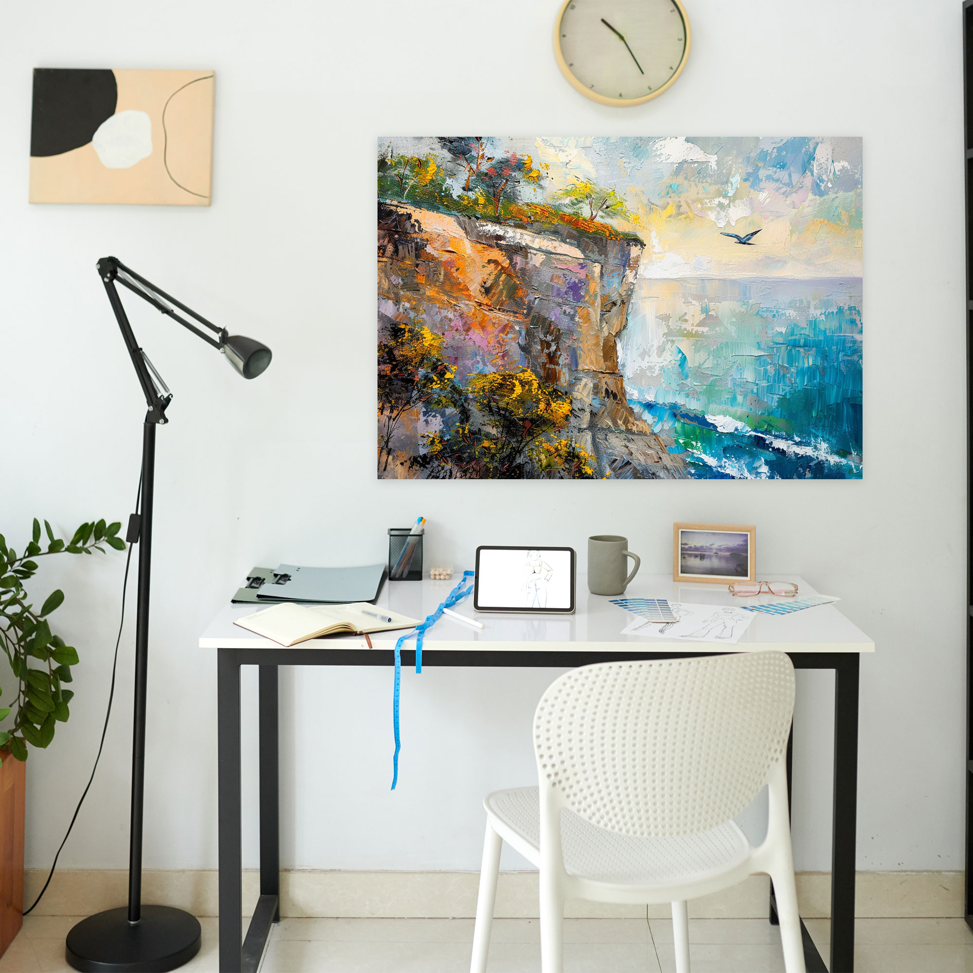 Impressionism Cliffside Landscape Wall Decoration - Impressionism, Canvas Wall Art, Wall Decoration, Impressionism
